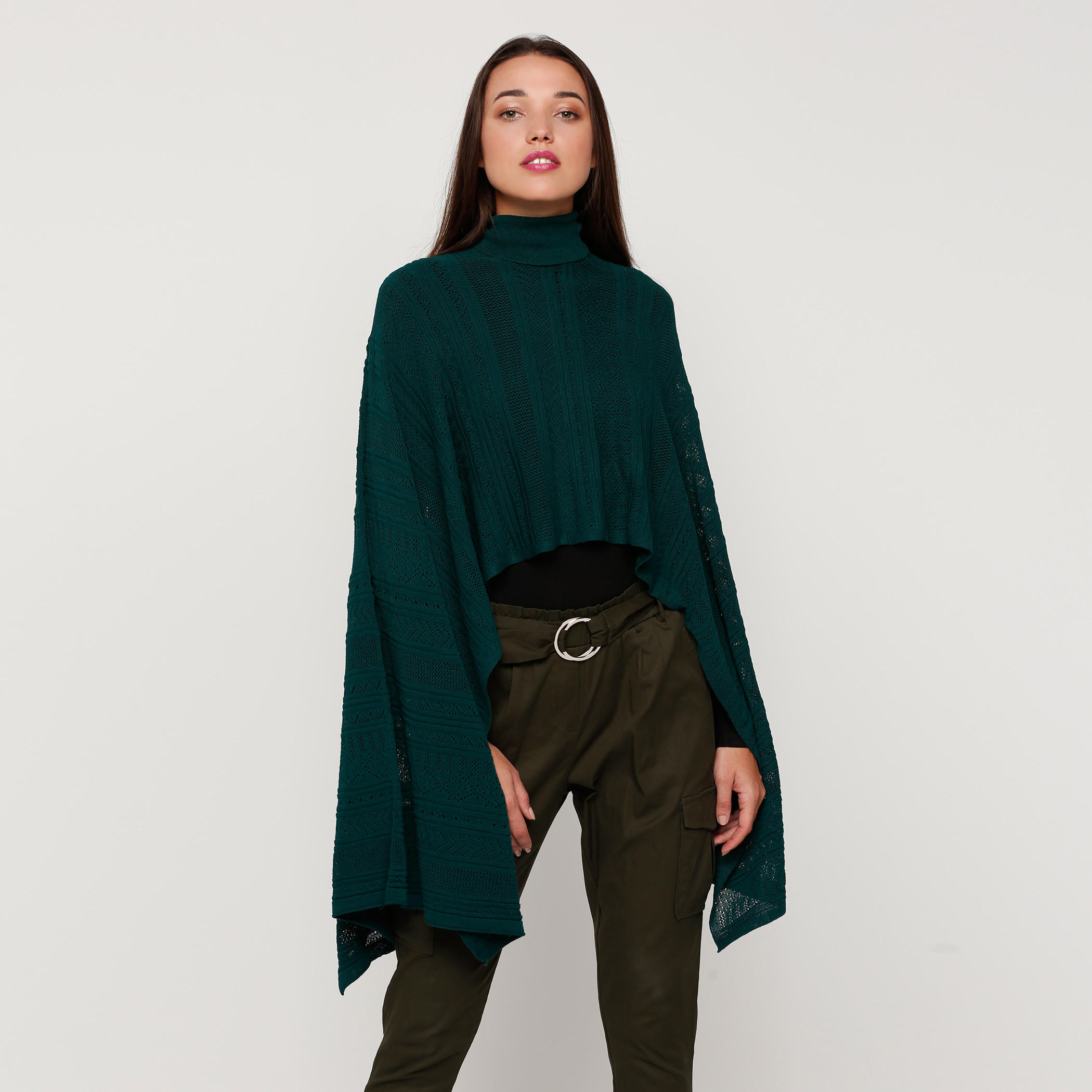 Textured Poncho with Turtle Neck-women-clothing-cardigansandjumpers-jumpers-image-1