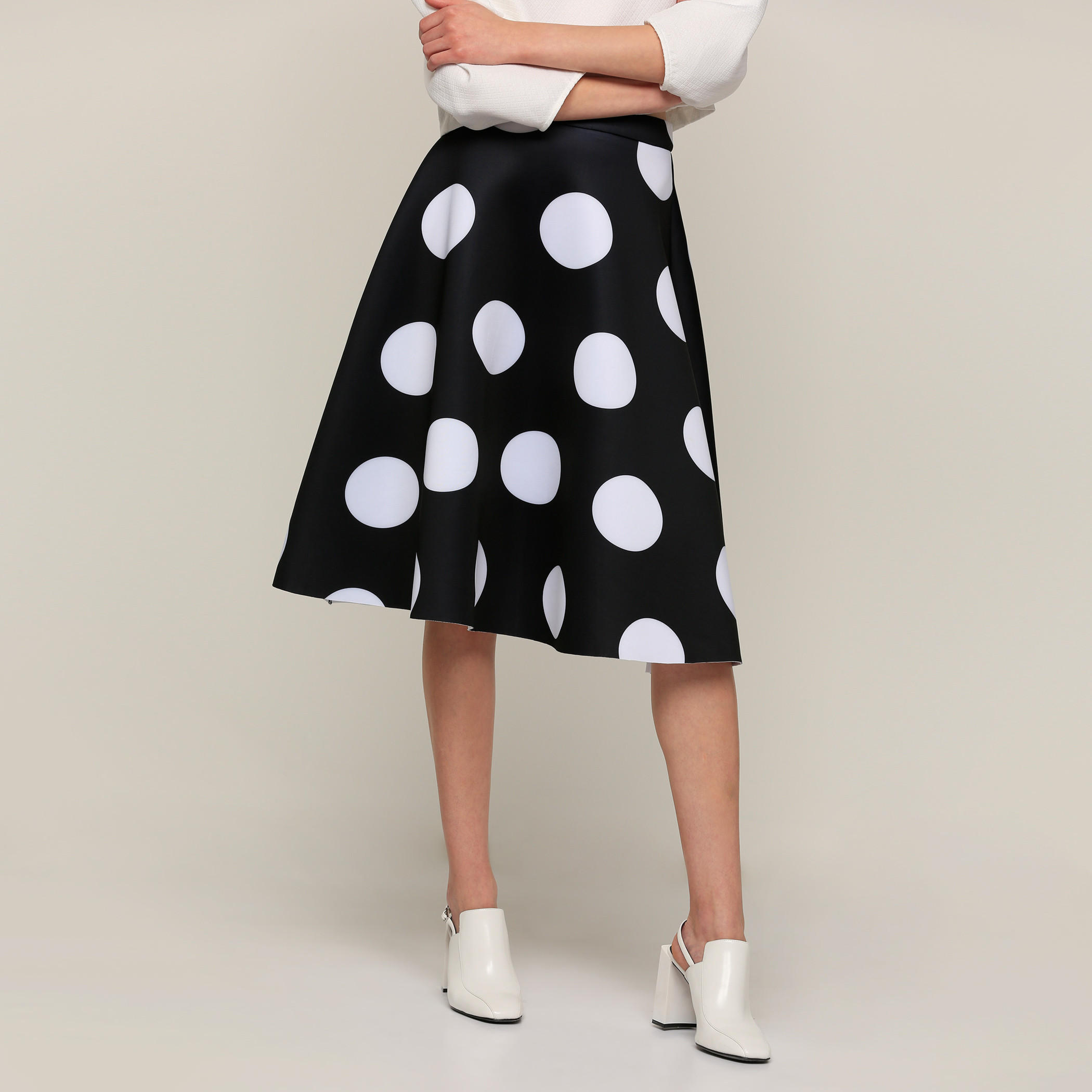 Polka Dot Printed Midi Skirt-women-clothing-bottoms-skirts-image-1