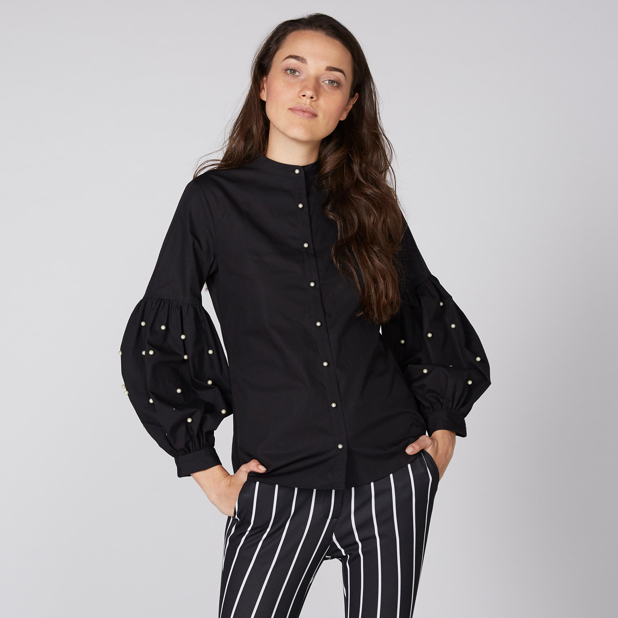 قميص مزخرف بأكمام طويلة وأزرار-women-clothing-shirtsandblouses-shirts-image-3