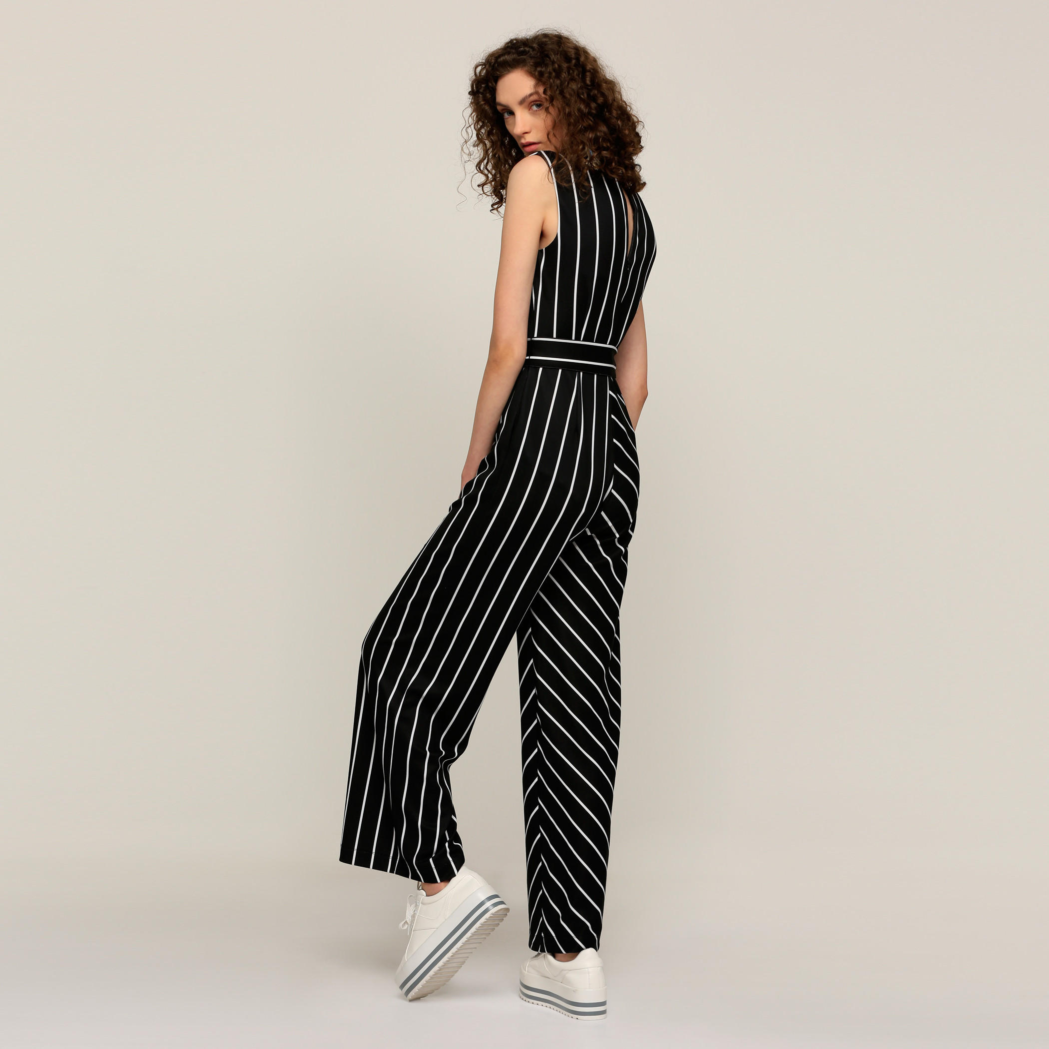 Striped V-Neck Jumpsuit with Tie-Up Closure-women-clothing-jumpsuits-image-2
