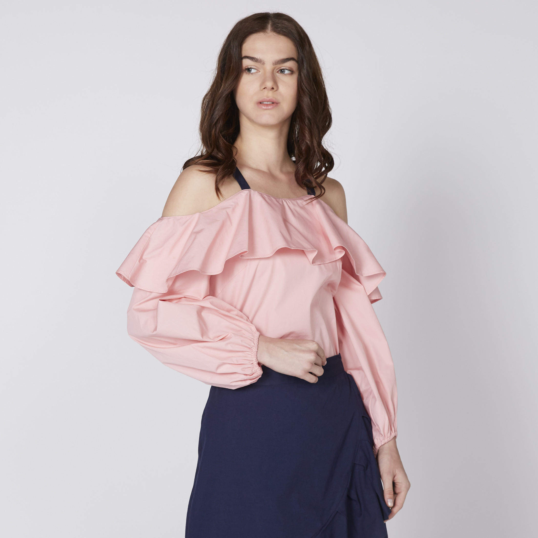 Cold Shoulder Top with Ruffle Detail-women-clothing-shirtsandblouses-blouses-image-1