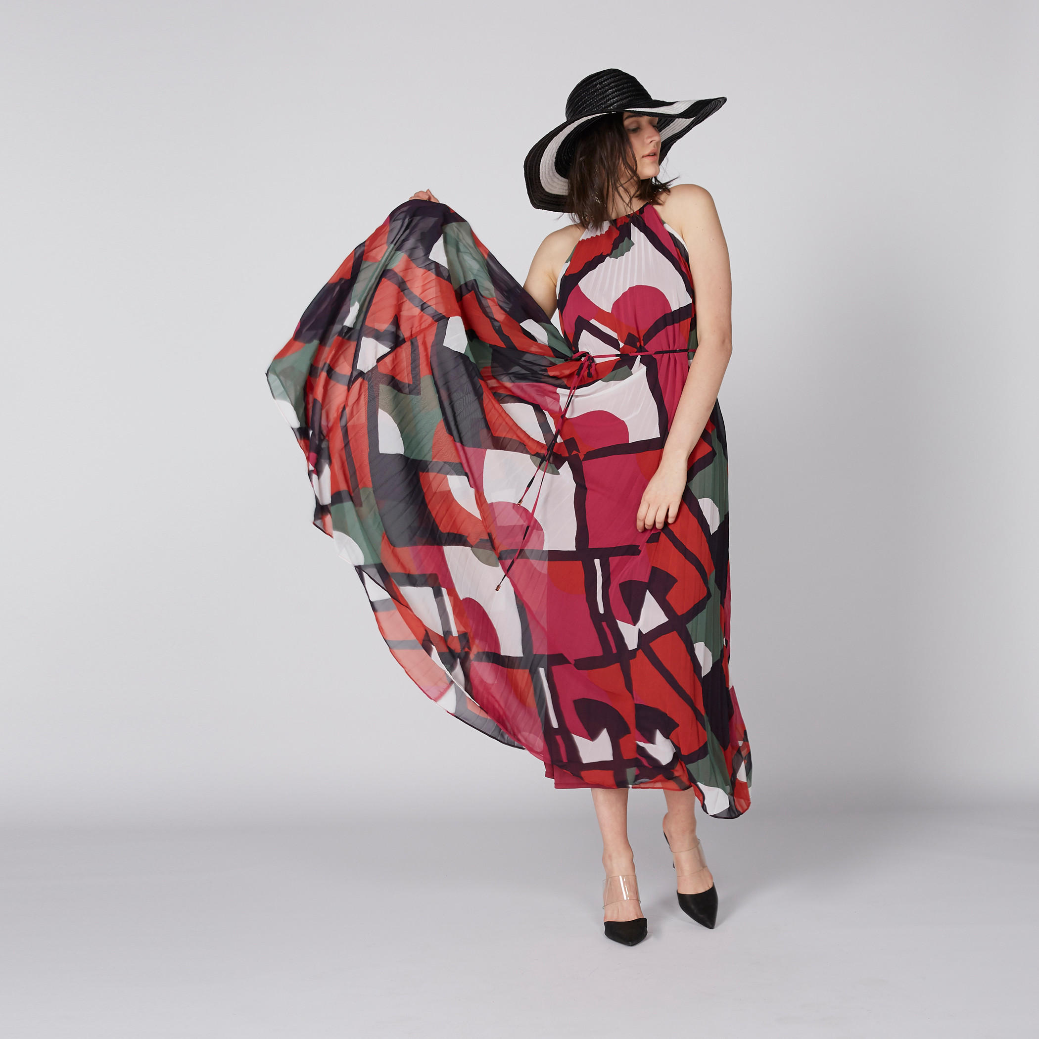 فستان طويل بمشبك إغلاق ناعم وأربطة وطبعات-women-clothing-dresses-image-1