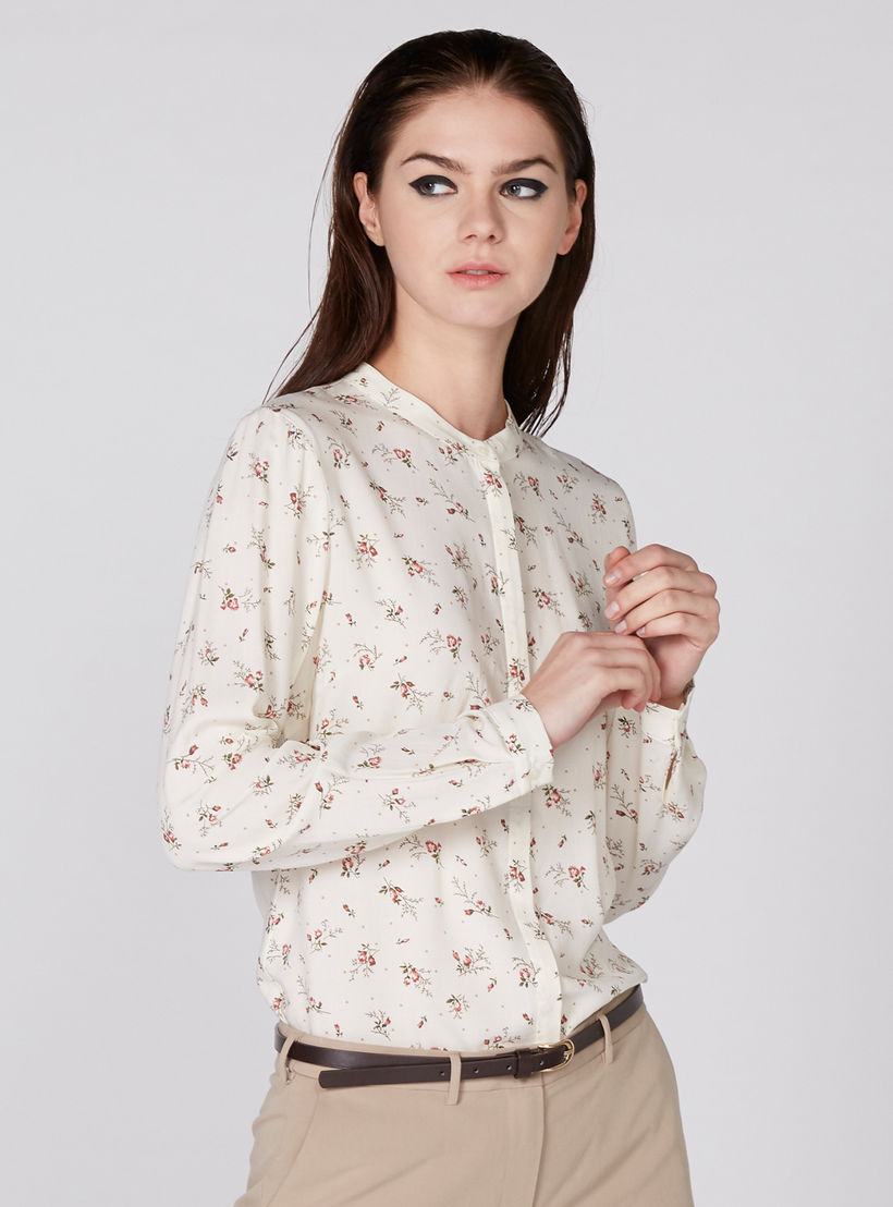 قميص بأكمام طويلة ووصلة أزرار مخفيّة مع طبعات-women-clothing-shirtsandblouses-shirts-image-2