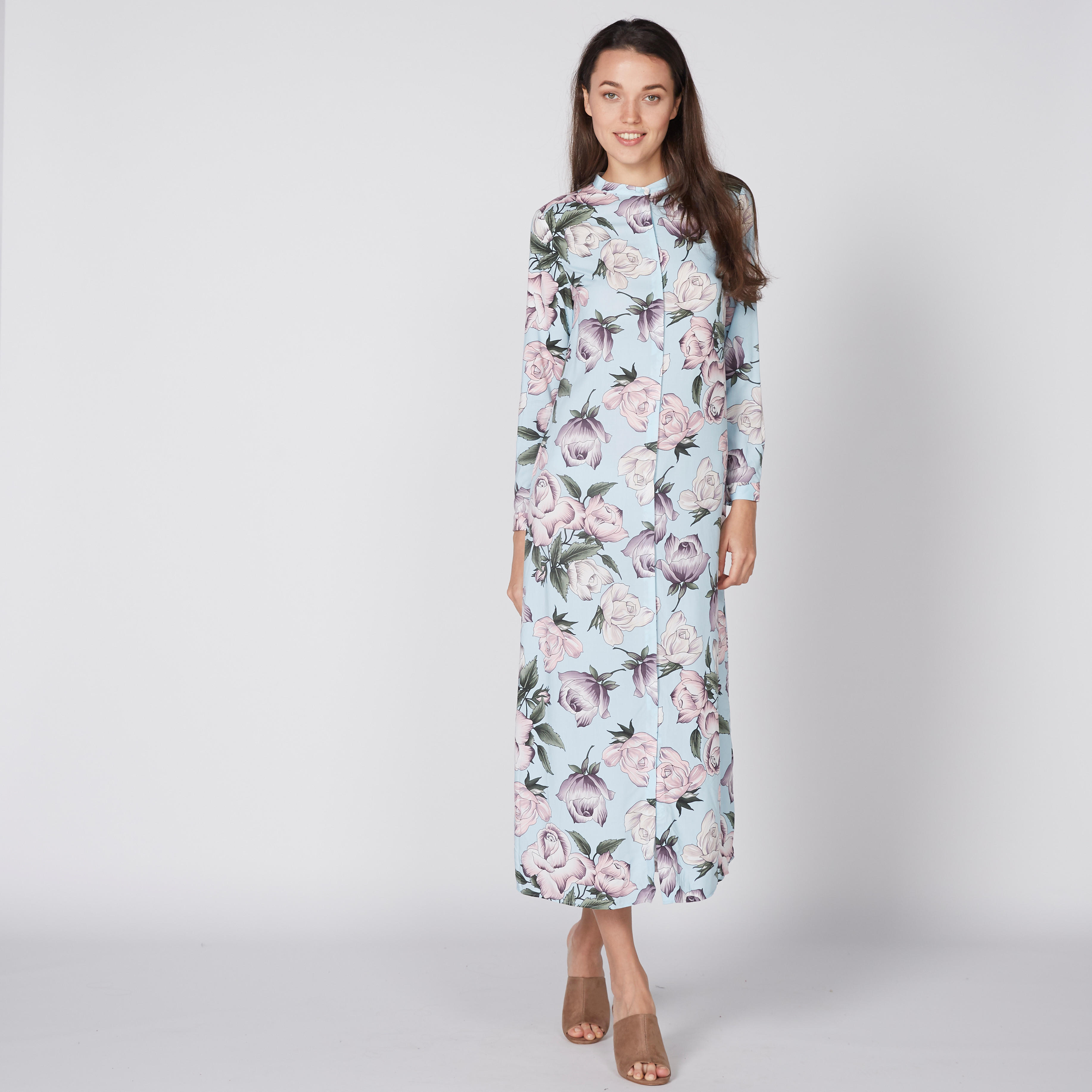 فستان قميص طويل بأكمام طويلة وفتحة وطبعات-women-clothing-dresses-image-1