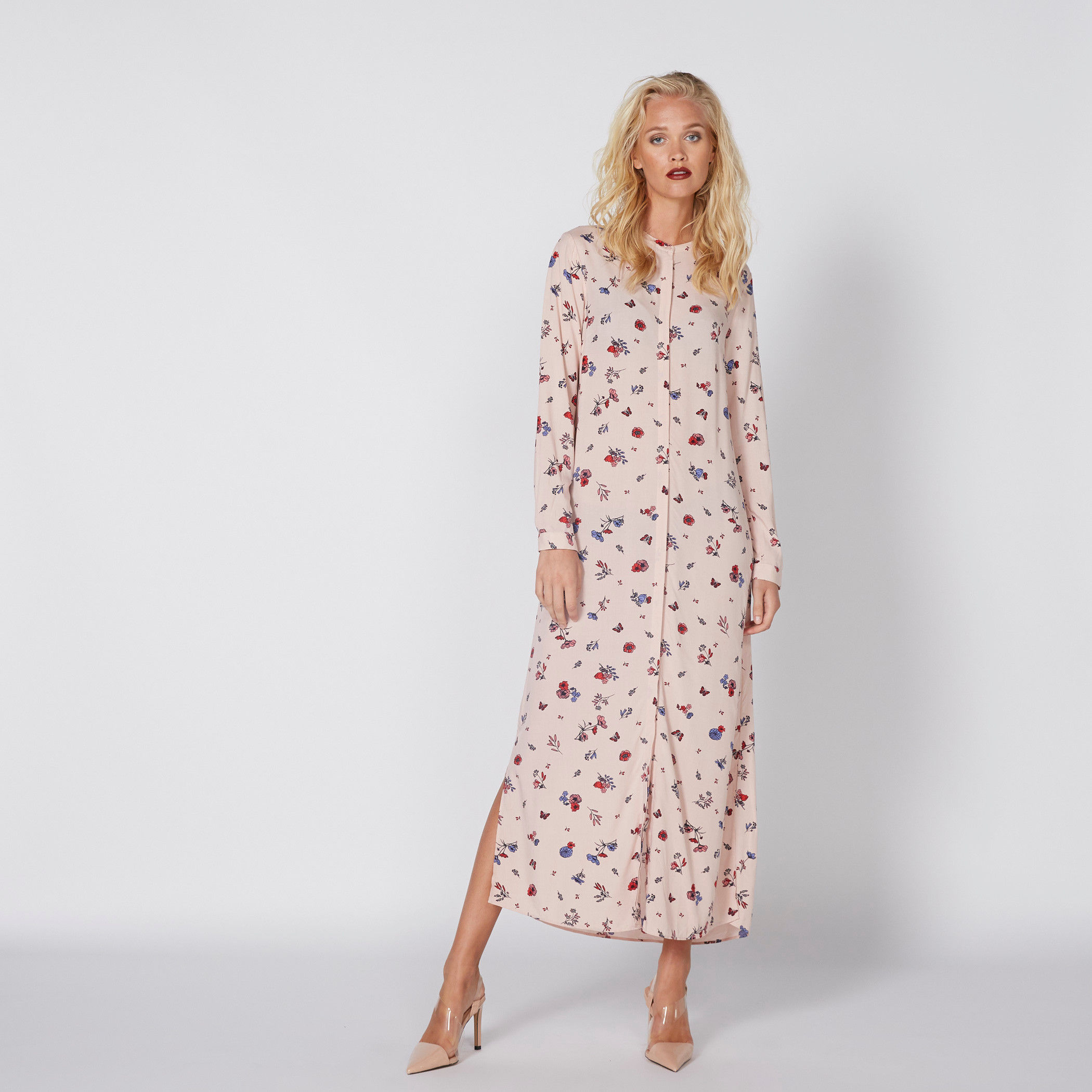 Printed Maxi Dress with Long Sleeves and Concealed Placket-women-clothing-dresses-image-1