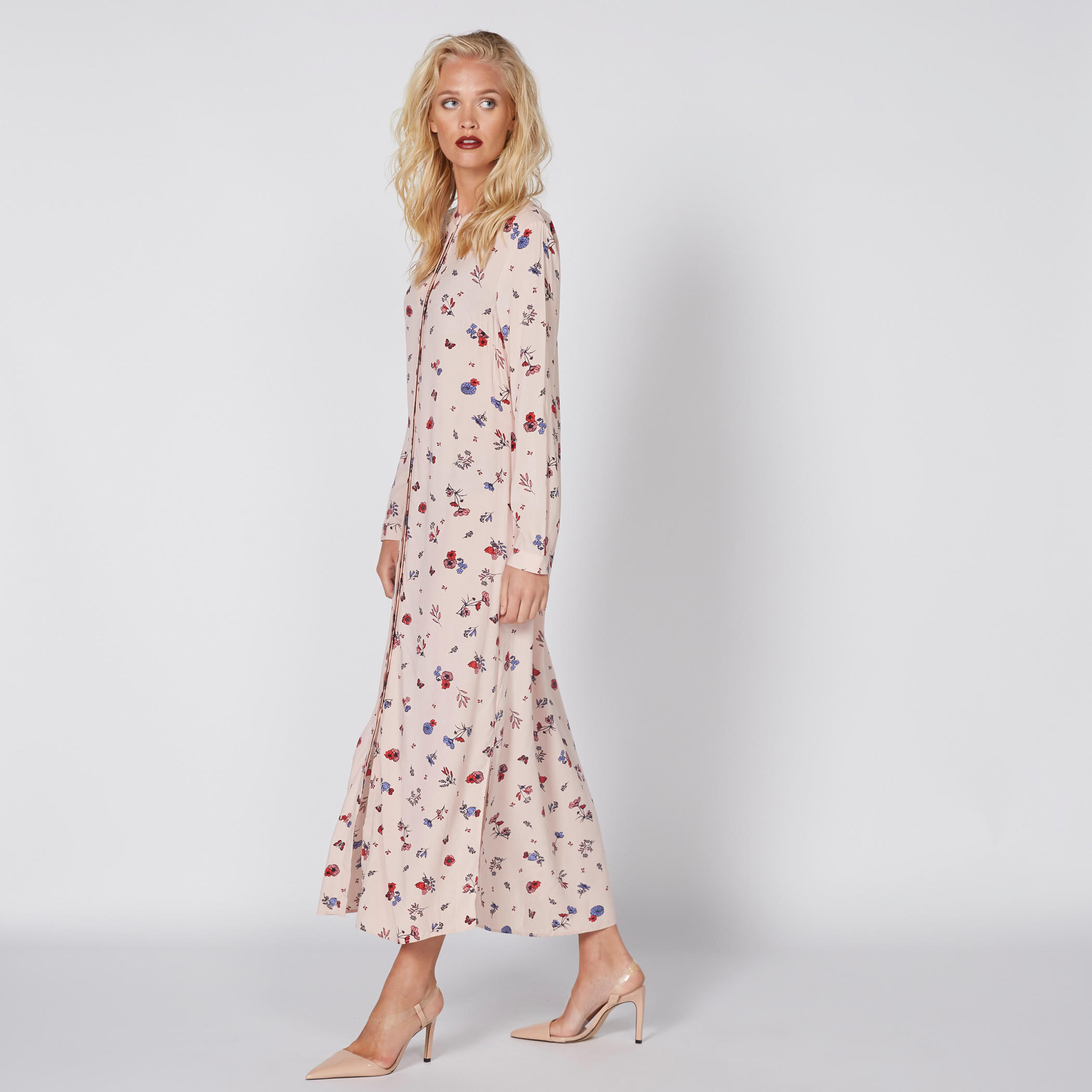 فستان طويل بطبعات وأكمام طويلة وأزرار غير مرئية-women-clothing-dresses-image-4