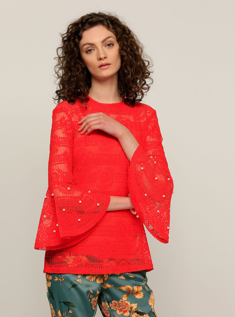 بلوزة بياقة مستديرة وأكمام عريضة-women-clothing-shirtsandblouses-blouses-image-5