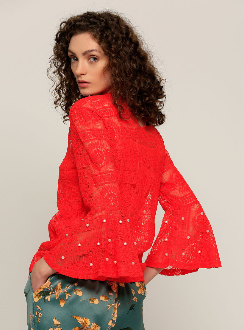 بلوزة بياقة مستديرة وأكمام عريضة-women-clothing-shirtsandblouses-blouses-image-4