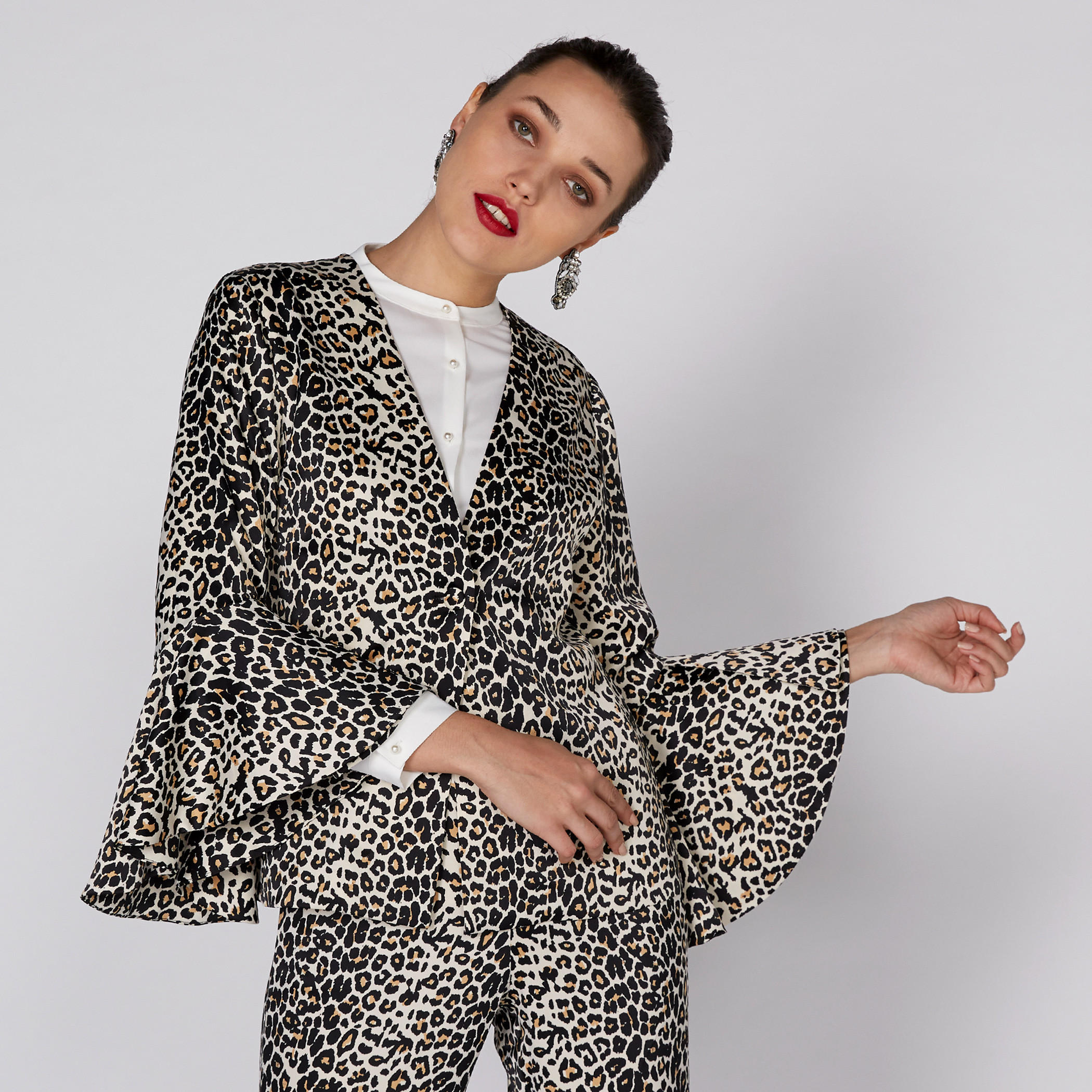 Printed Jacket with Button Closure and Bell Sleeves-women-winterwear-coatsandjackets-jackets-image-1