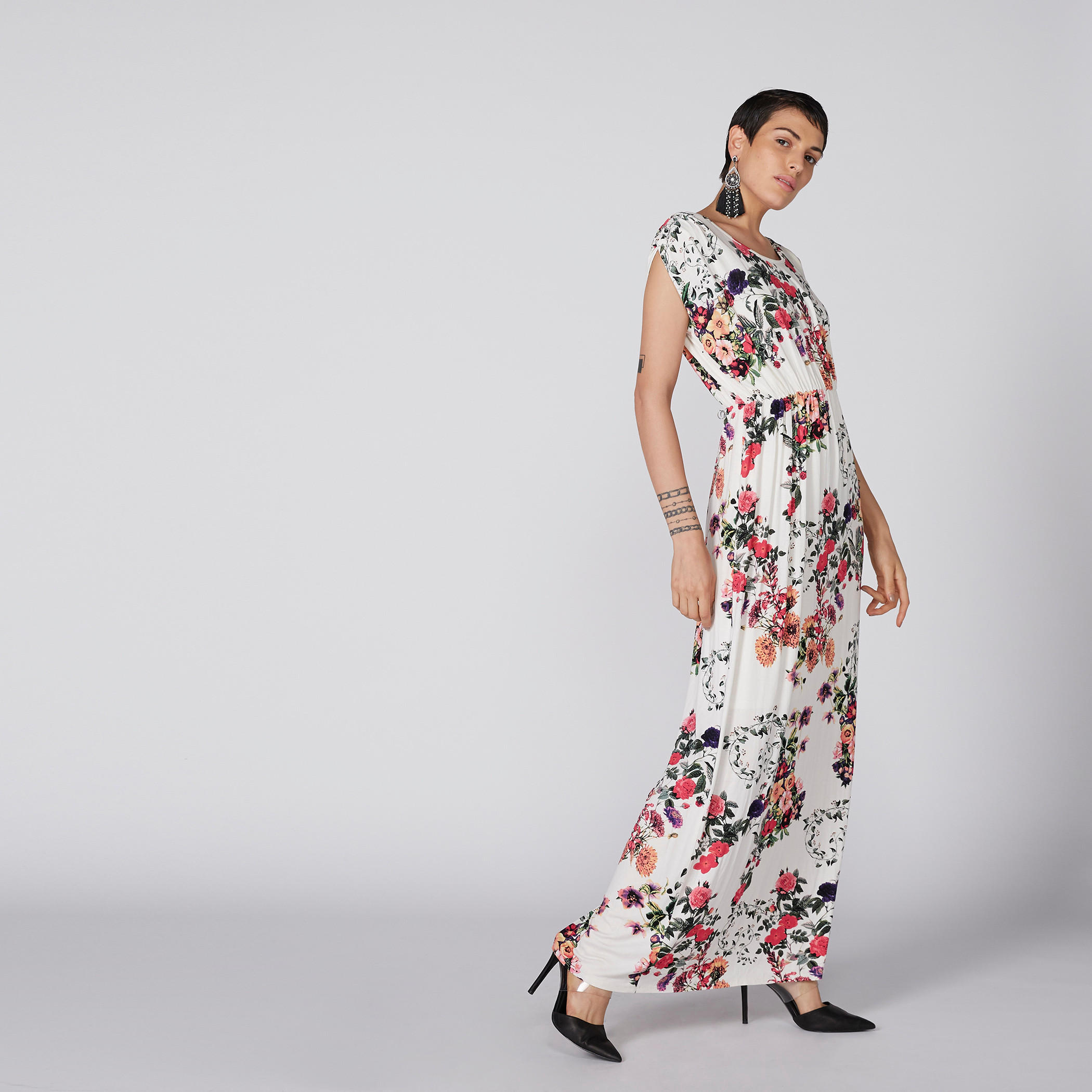 فستان طويل بأكمام كاب وياقة مستديرة وطبعات-women-clothing-dresses-image-2
