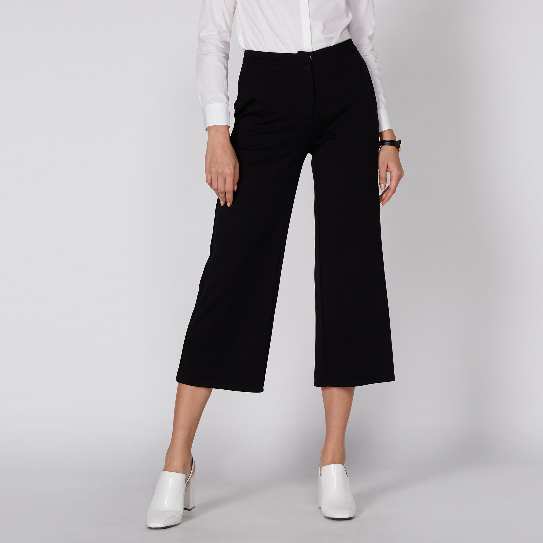 Pocket Detail Culottes with Hook Closure-women-clothing-bottoms-trousers-image-1