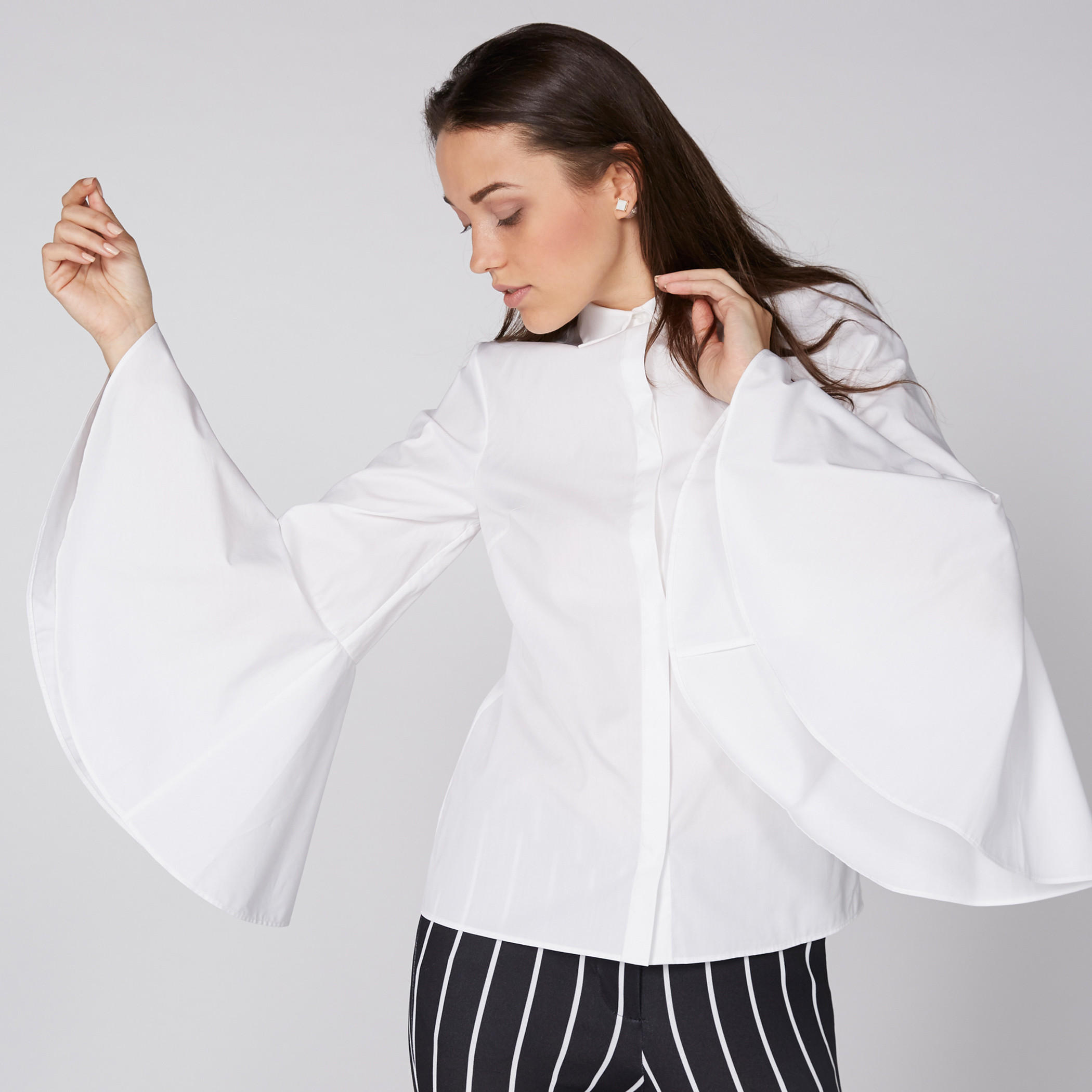 Flared Sleeves Shirt with Complete Placket-women-clothing-shirtsandblouses-shirts-image-1