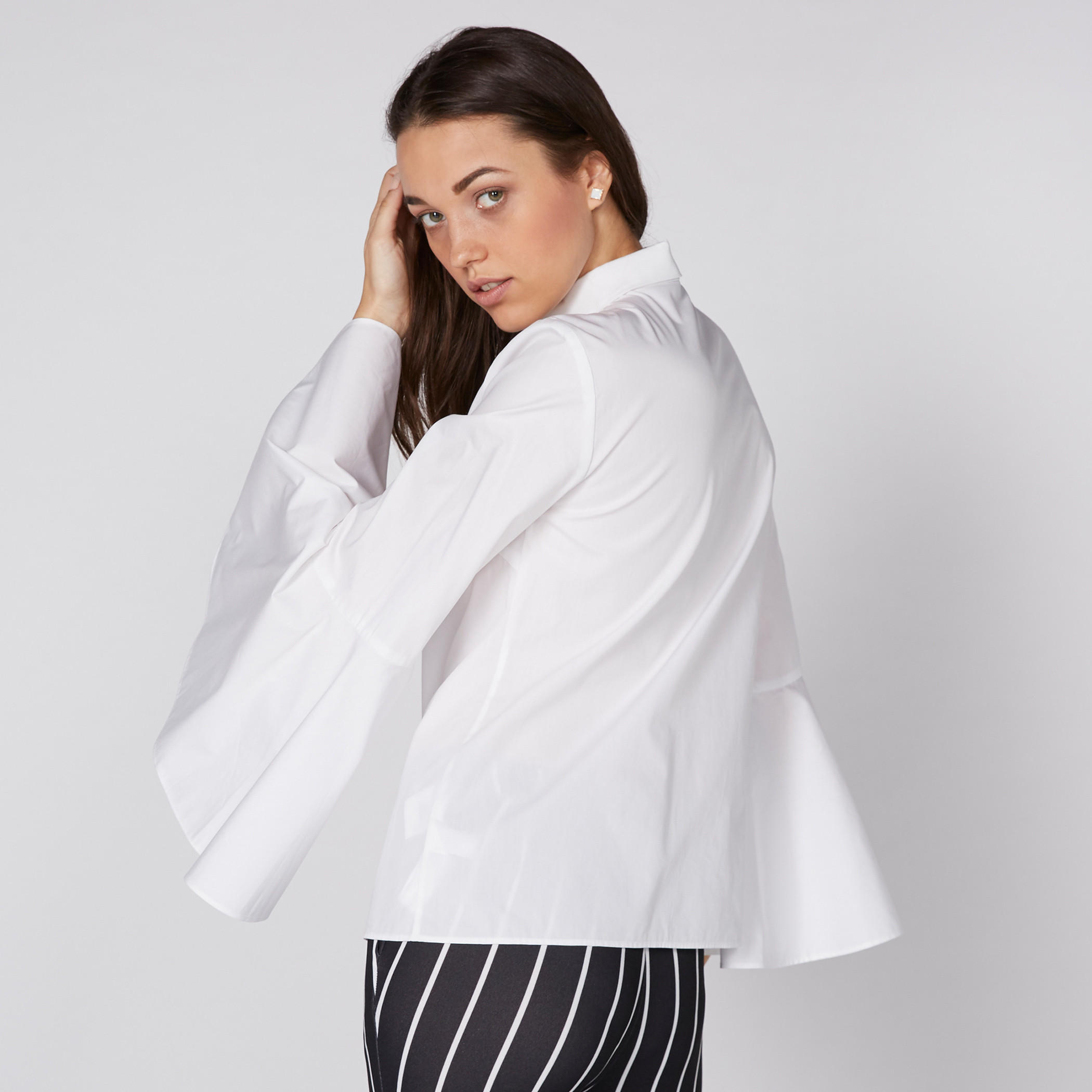 Flared Sleeves Shirt with Complete Placket-women-clothing-shirtsandblouses-shirts-image-4