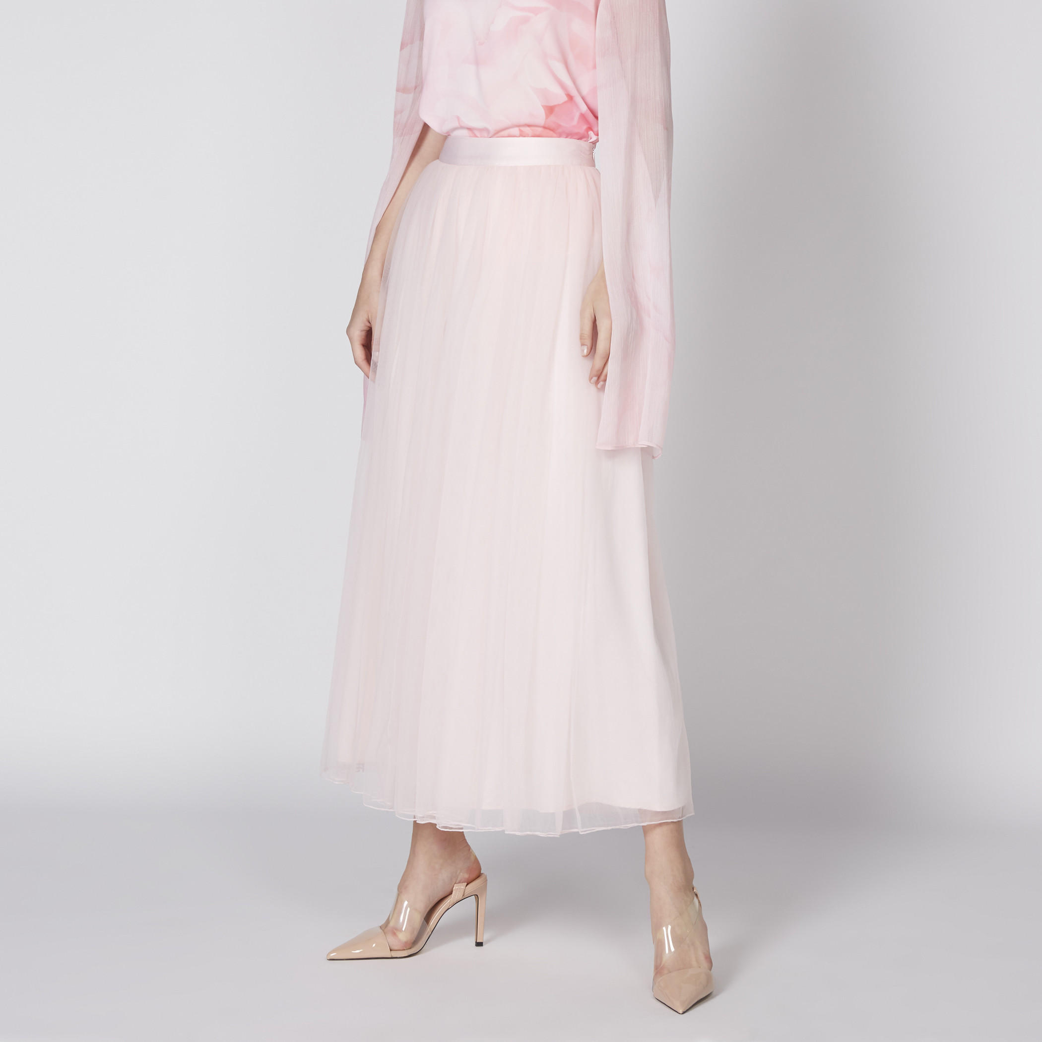 تنورة طويلة بخصر مطّاطي وتفاصيل شبكية-women-clothing-bottoms-skirts-image-3