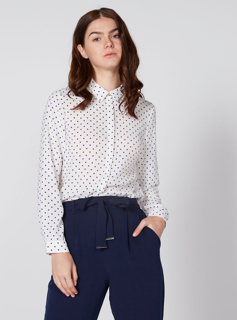 قميص بأكمام طويلة وأزرار مخفية وطبعات منقّطة-women-clothing-shirtsandblouses-shirts-image-4