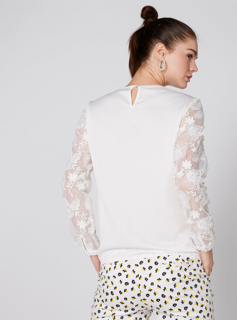 قميص بأكمام طويلة وتفاصيل دانتيل وتطريز-women-clothing-shirtsandblouses-blouses-image-2