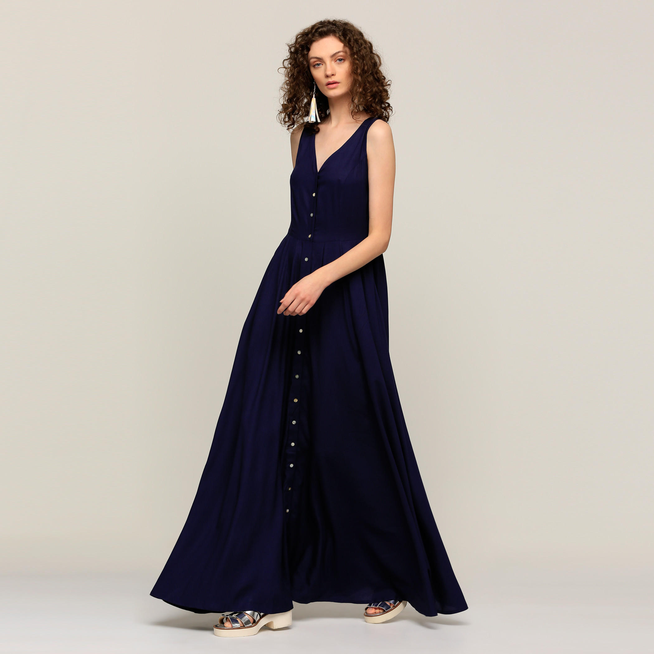 فستان طويل دون أكمام بأزرار-women-clothing-dresses-image-1
