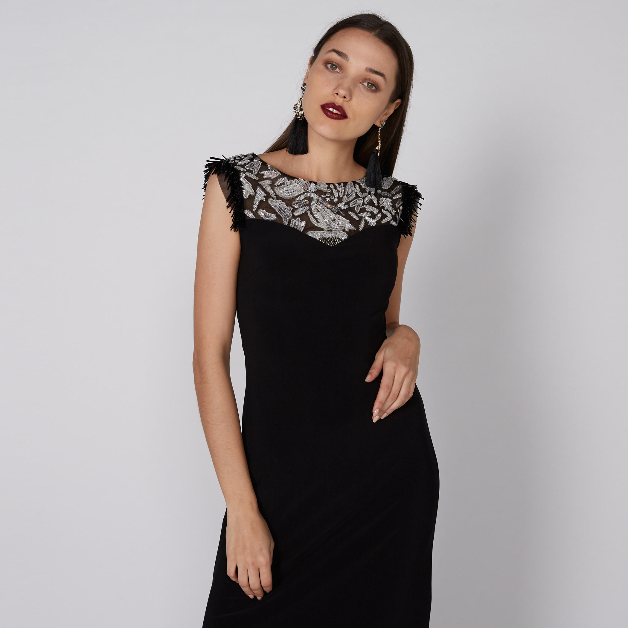 Embellished Sleeveless Maxi Dress with Keyhole Closure-women-clothing-dresses-image-2