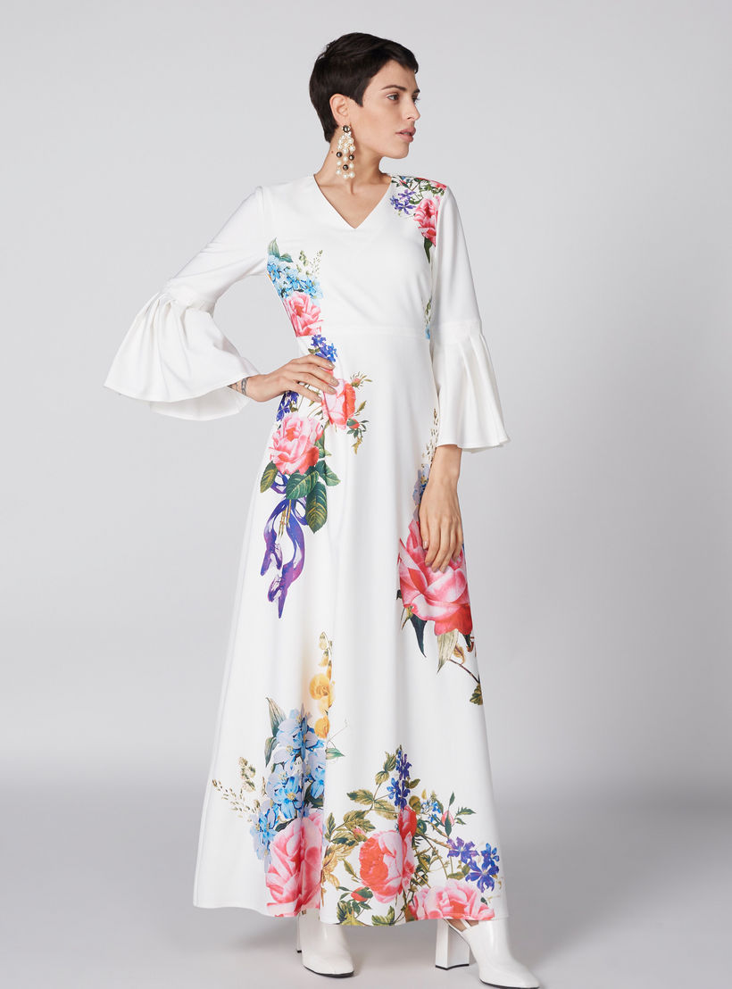 فستان طويل بياقة V وأكمام واسعة وطبعات-women-clothing-dresses-image-4