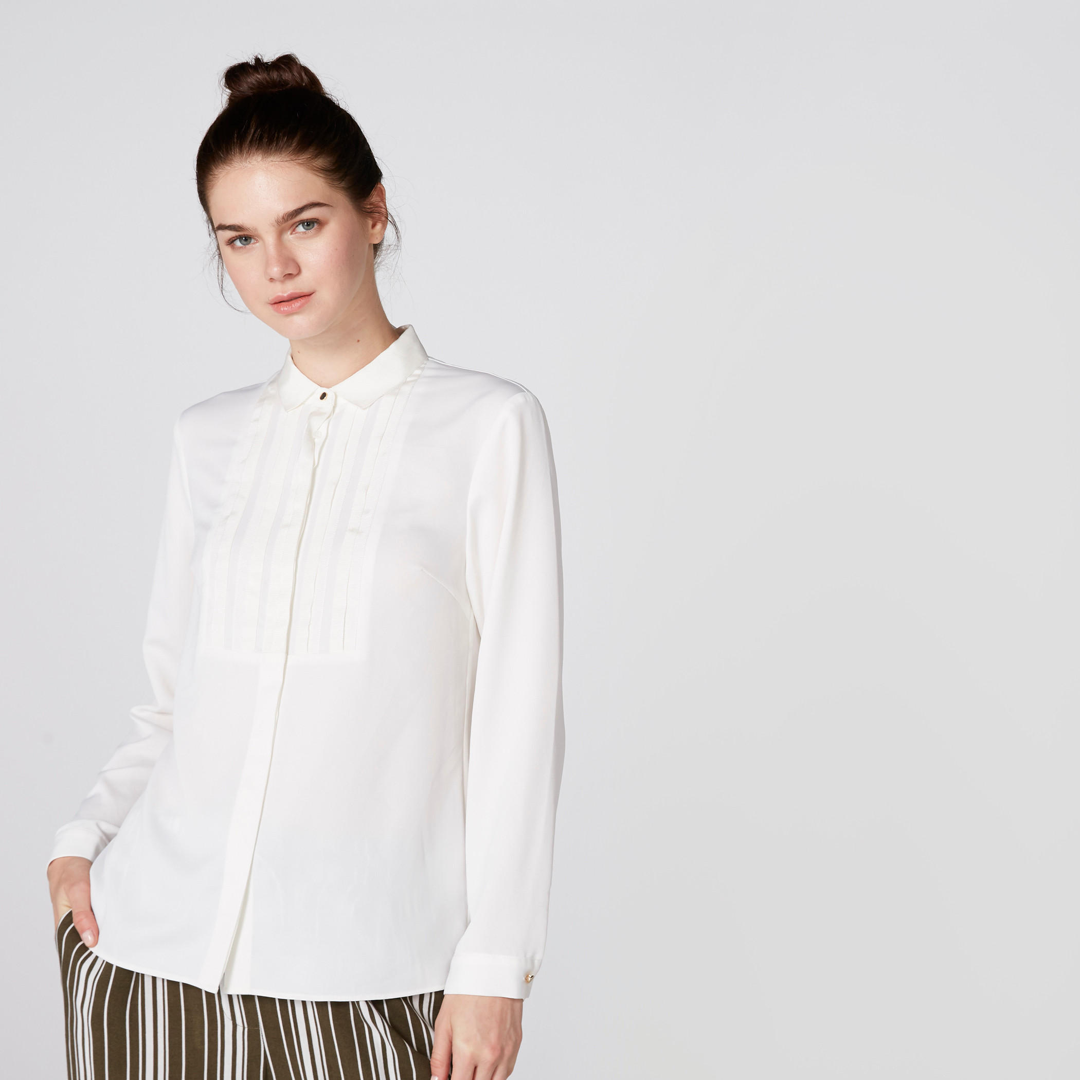 Long Sleeves Shirt with Concealed Placket-women-clothing-shirtsandblouses-shirts-image-3