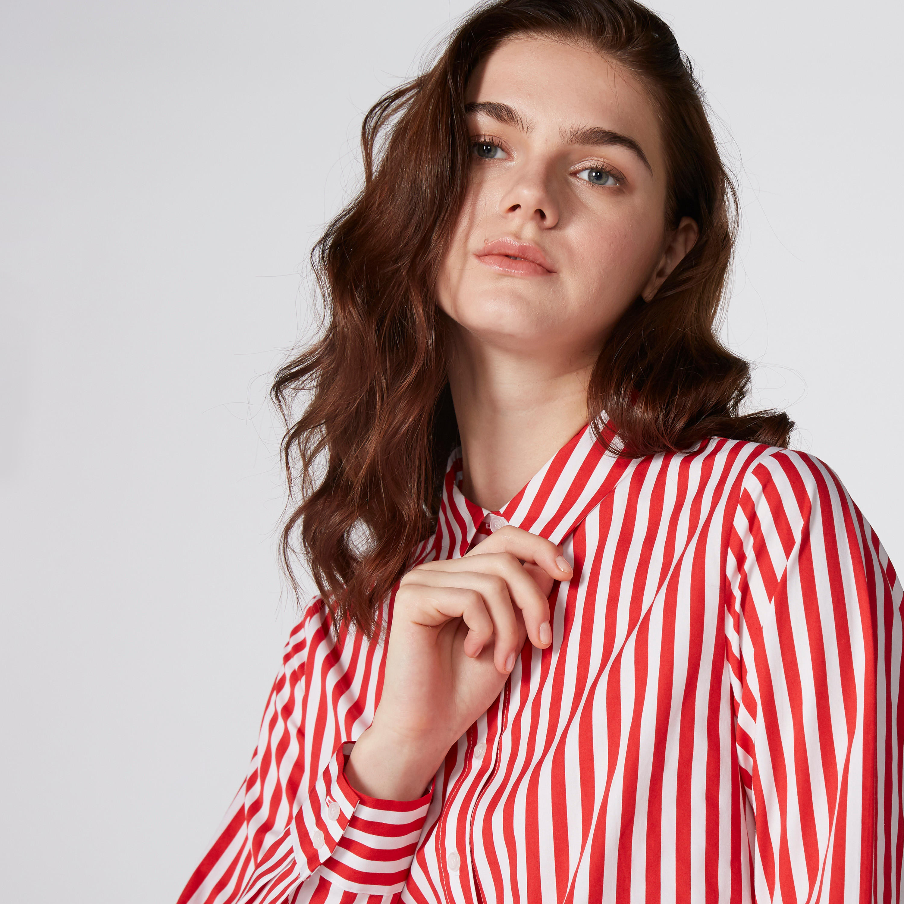 Striped Shirt with Long Sleeves and Complete Placket-women-clothing-shirtsandblouses-shirts-image-2