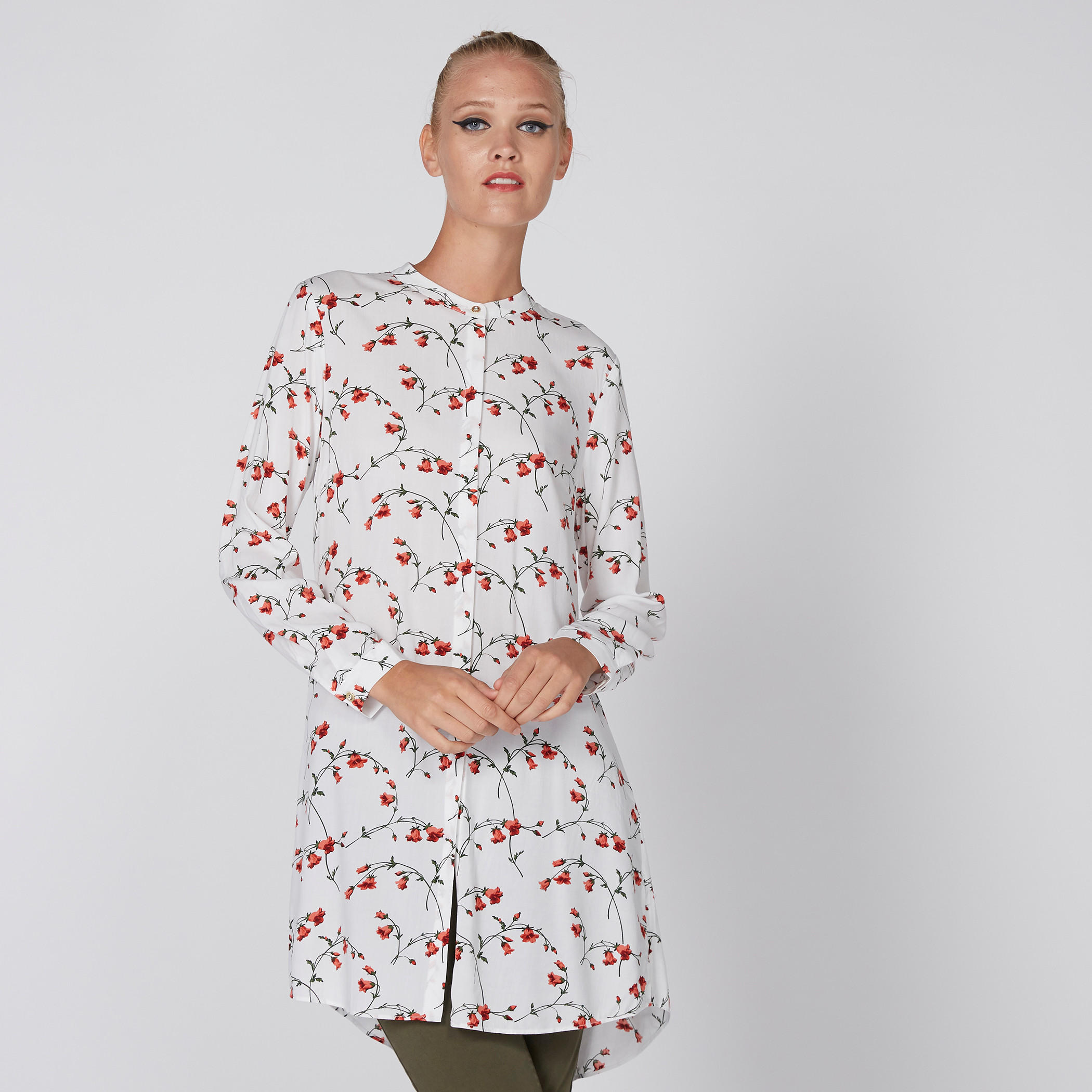 قميص طويل بياقة ماندارين وأكمام طويلة وطبعات-women-clothing-shirtsandblouses-blouses-image-1