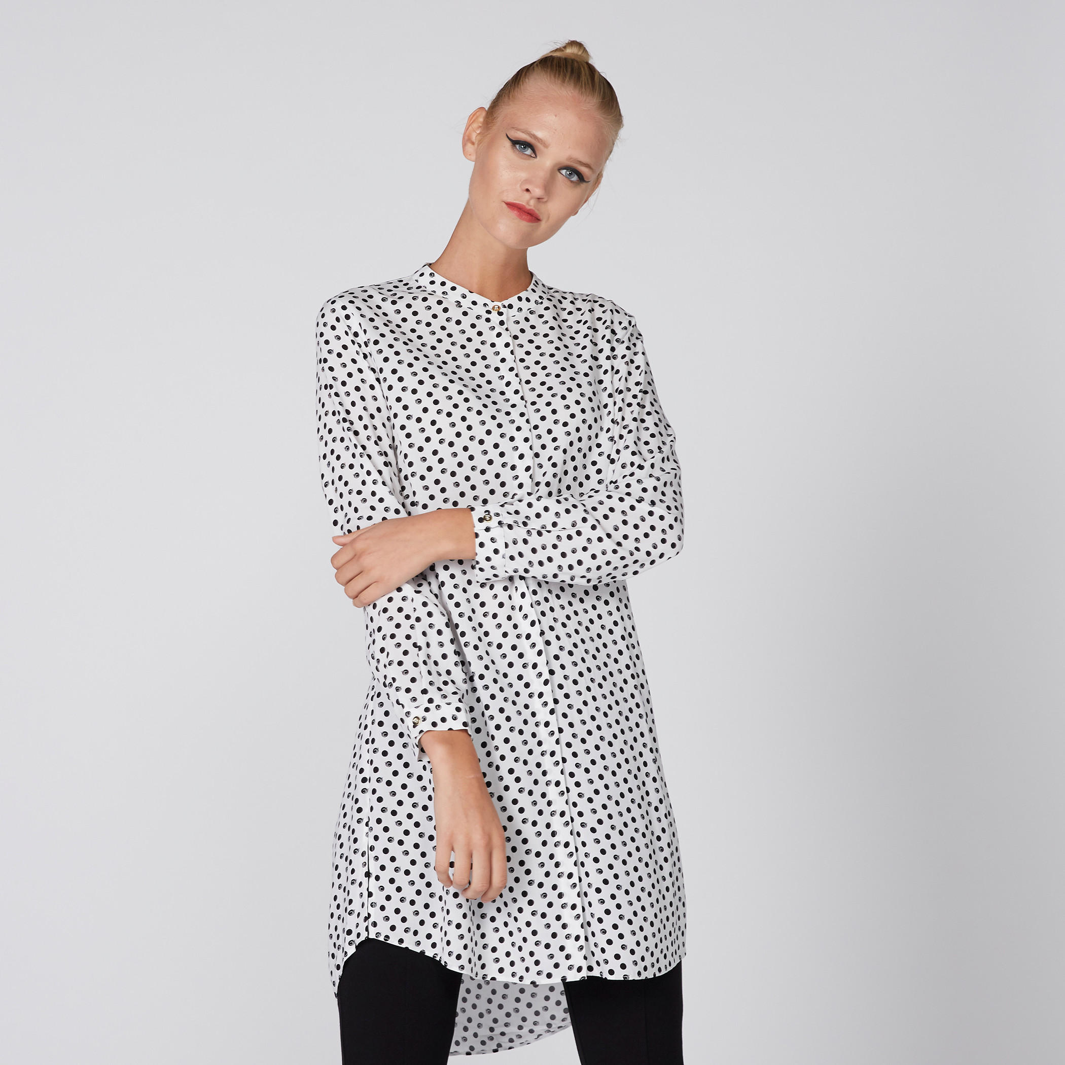 قميص طويل بياقة ماندارين وأكمام طويلة وطبعات-women-clothing-shirtsandblouses-blouses-image-1