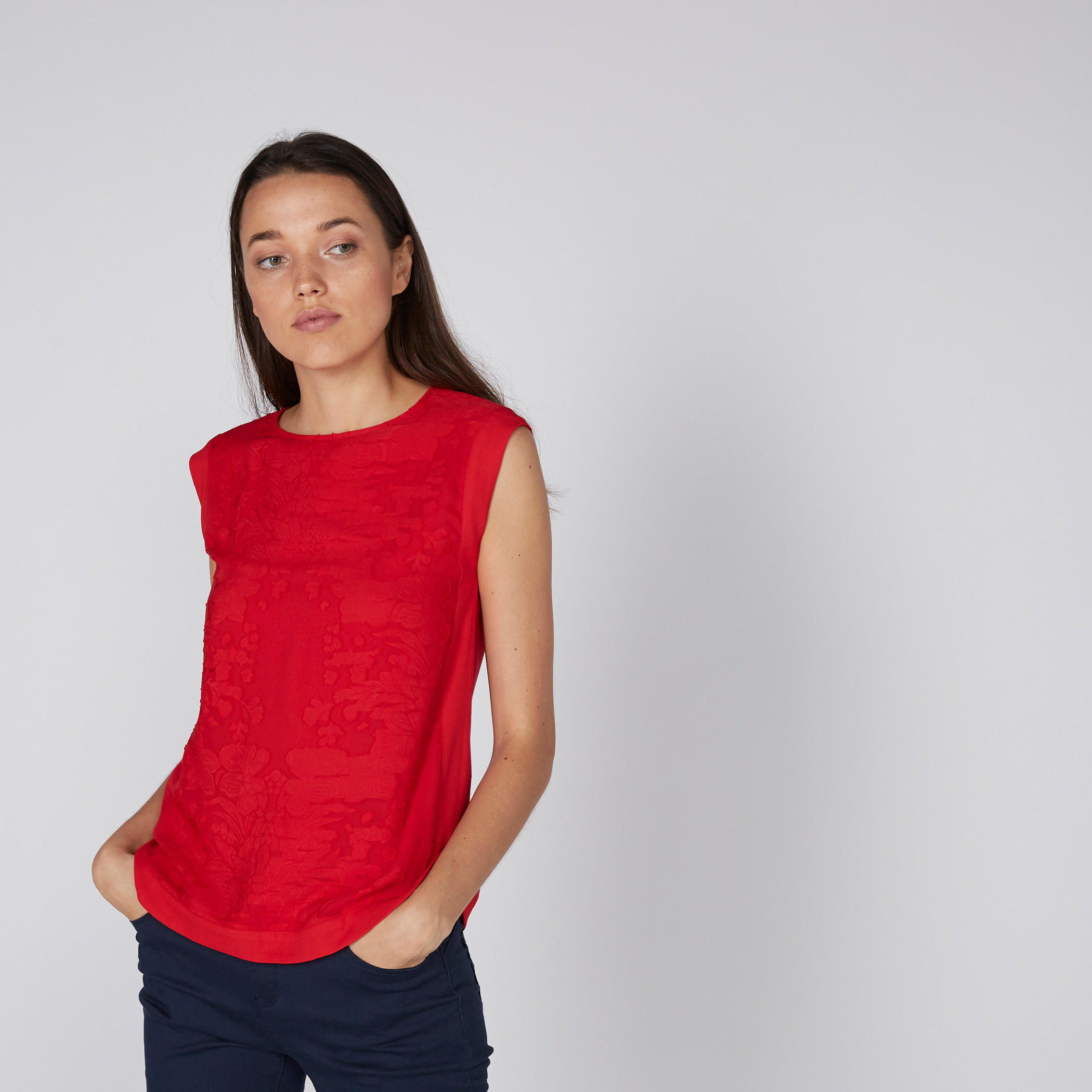 Textured Sleeveless Top with Round Neck-women-clothing-shirtsandblouses-blouses-image-1