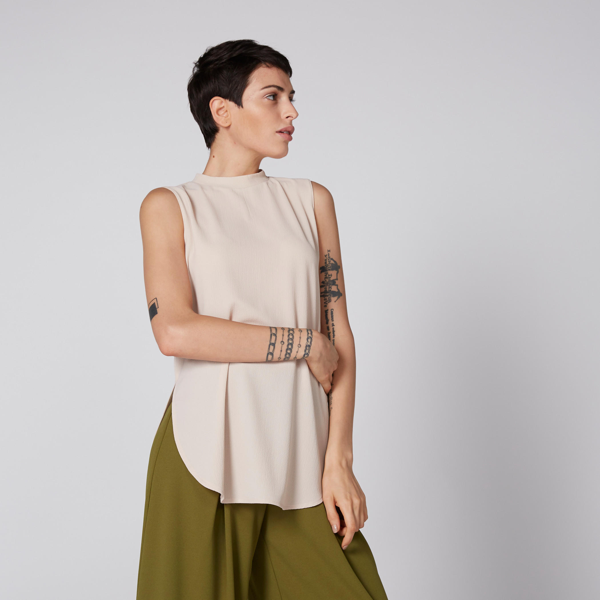 بلوزة دون أكمام بياقة عالية ومشبك إغلاق-women-clothing-shirtsandblouses-blouses-image-2