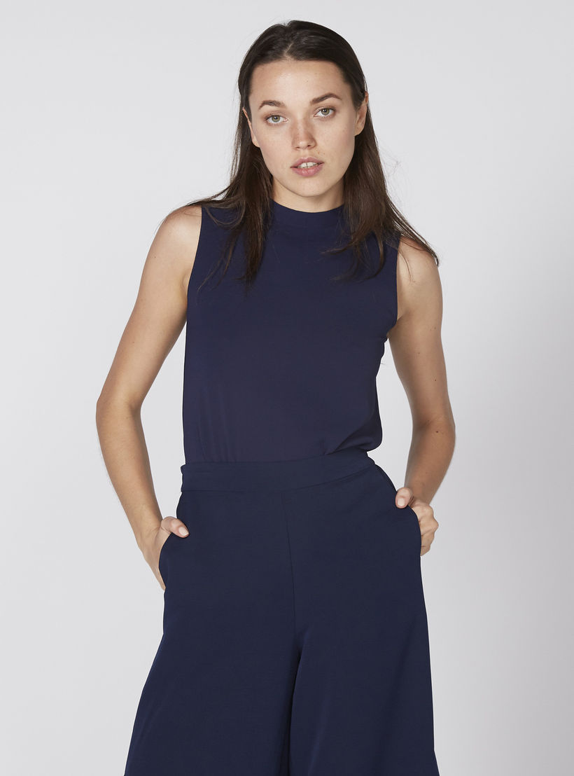 بلوزة دون أكمام بياقة عالية ومشبك إغلاق-women-clothing-shirtsandblouses-blouses-image-1