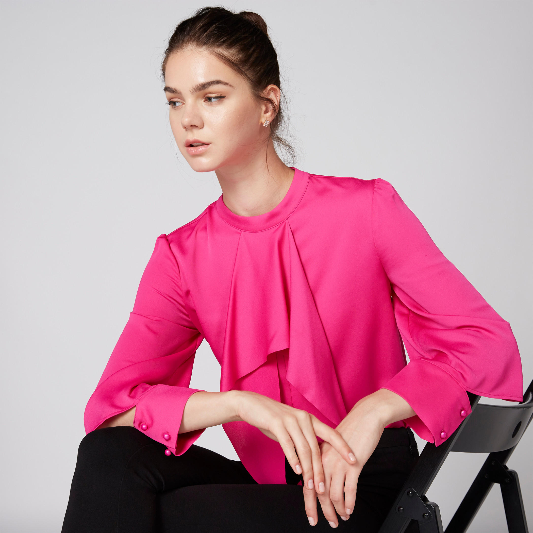 بلوزة بياقة ضيّقة وأكمام 3/4-women-clothing-shirtsandblouses-blouses-image-1