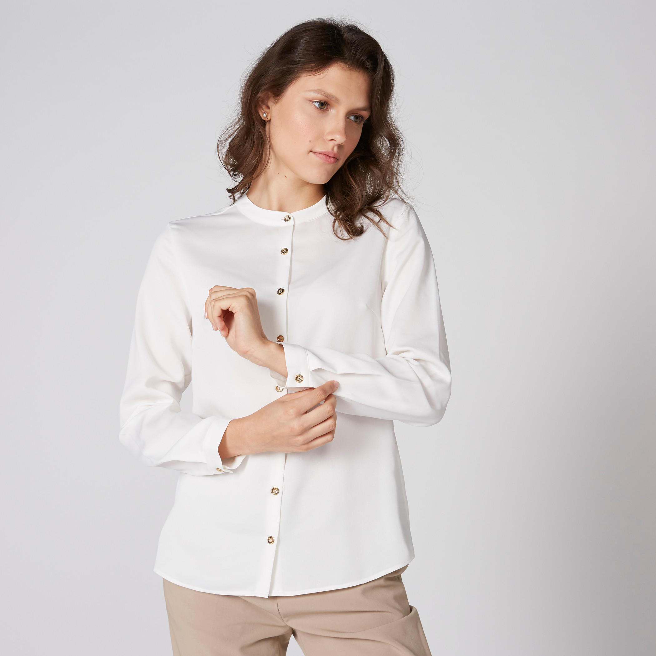 قميص بأكمام طويلة وأزرار وياقة ماندارين-women-clothing-shirtsandblouses-shirts-image-1