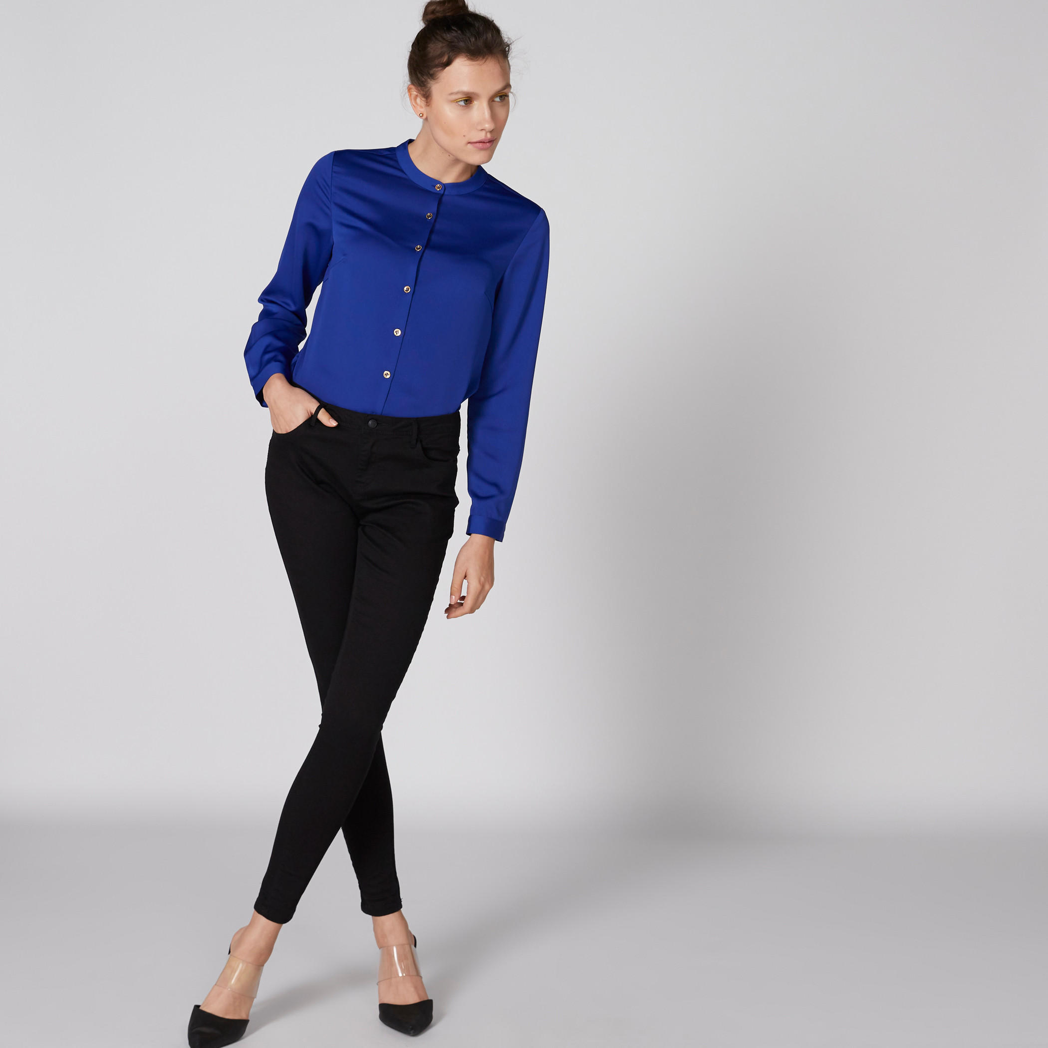 قميص بأكمام طويلة وياقة ماندارين وأزرار-women-clothing-shirtsandblouses-shirts-image-1