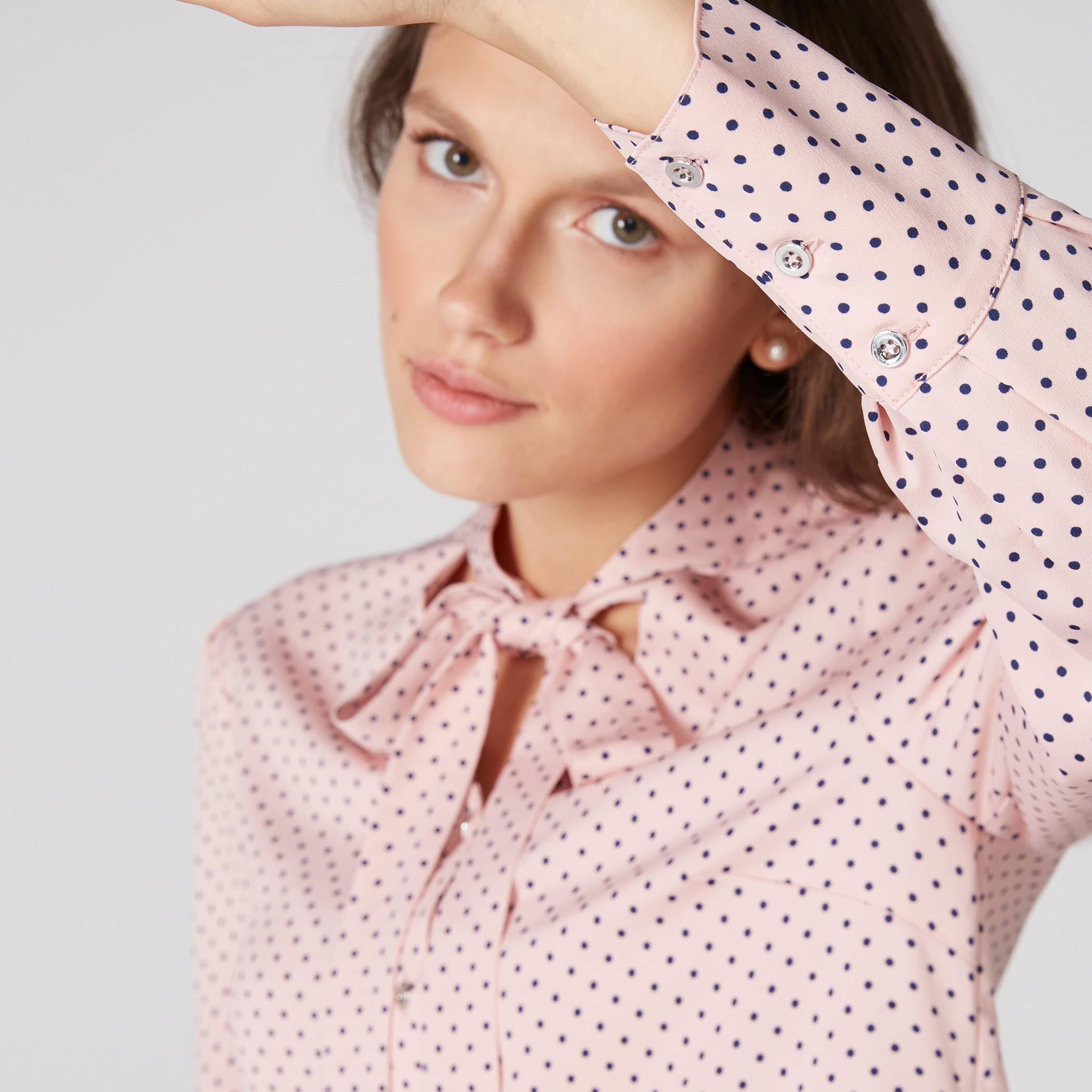 Polka Dot Printed Shirt with Long Sleeves and Complete Placket-women-clothing-shirtsandblouses-shirts-image-4