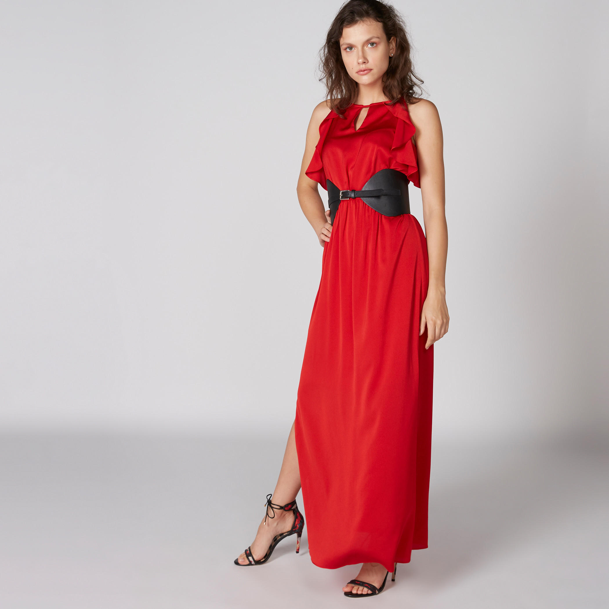 فستان ماكسي بلا أكمام بتفاصيل كشكش وفتحة جانبية-women-clothing-dresses-image-3