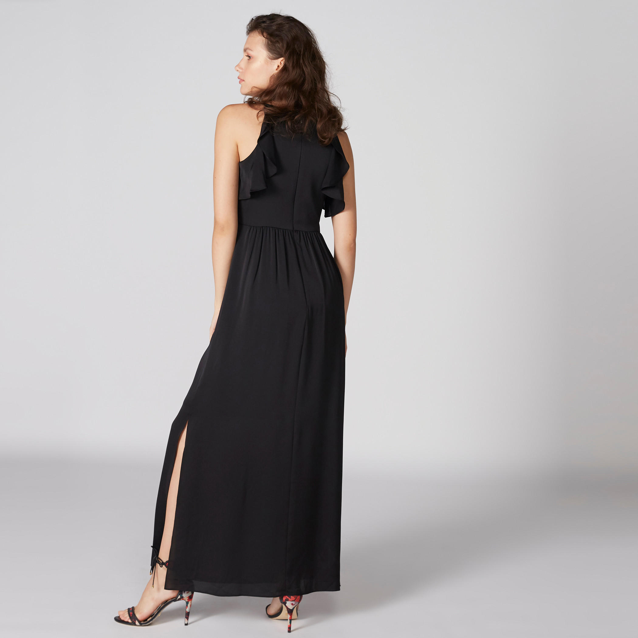 Sleeveless Maxi Dress with Ruffle Detail and Side Slit-women-clothing-dresses-image-2