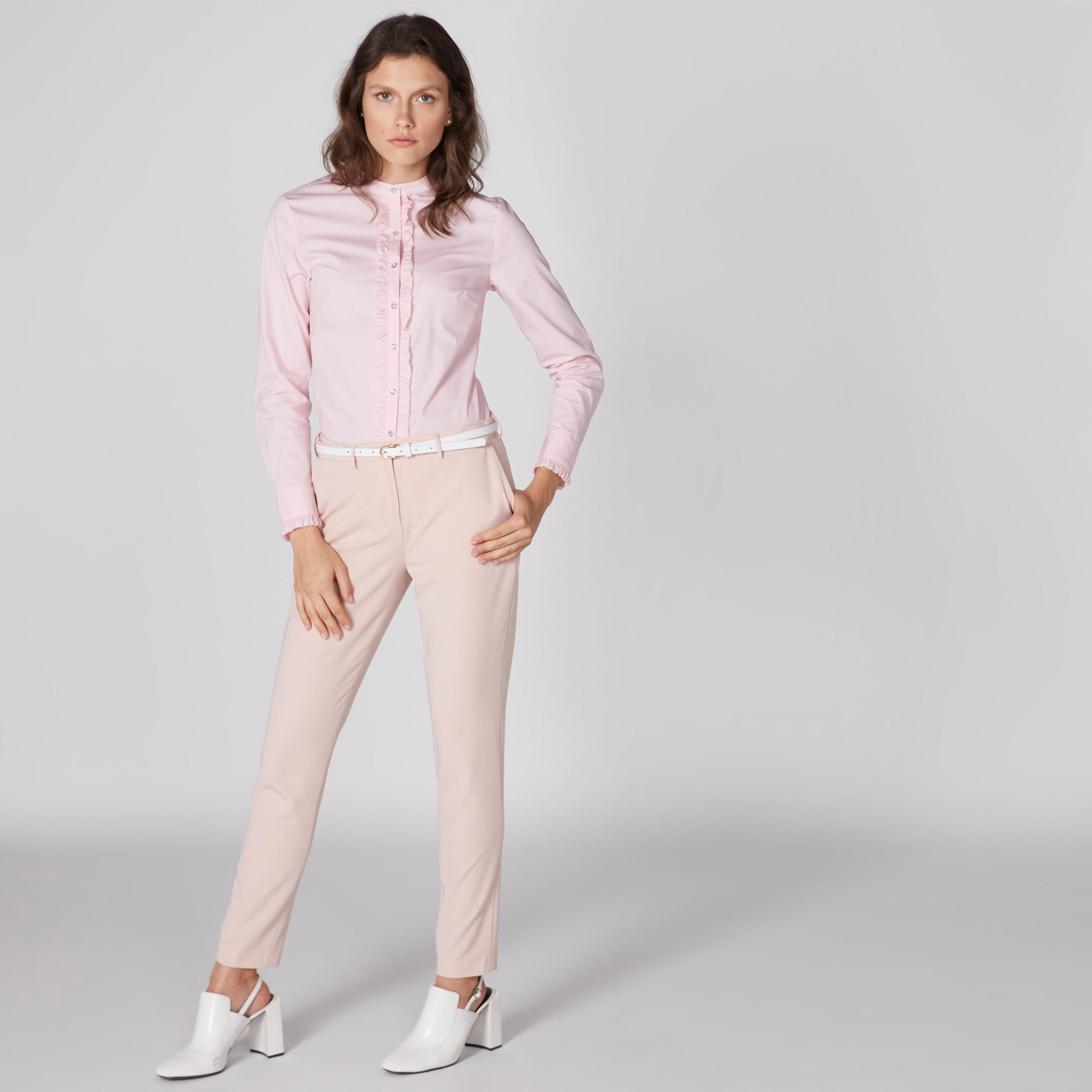 قميص بياقة ماندارين وأكمام طويلة وتفاصيل كشكش-women-clothing-shirtsandblouses-shirts-image-1
