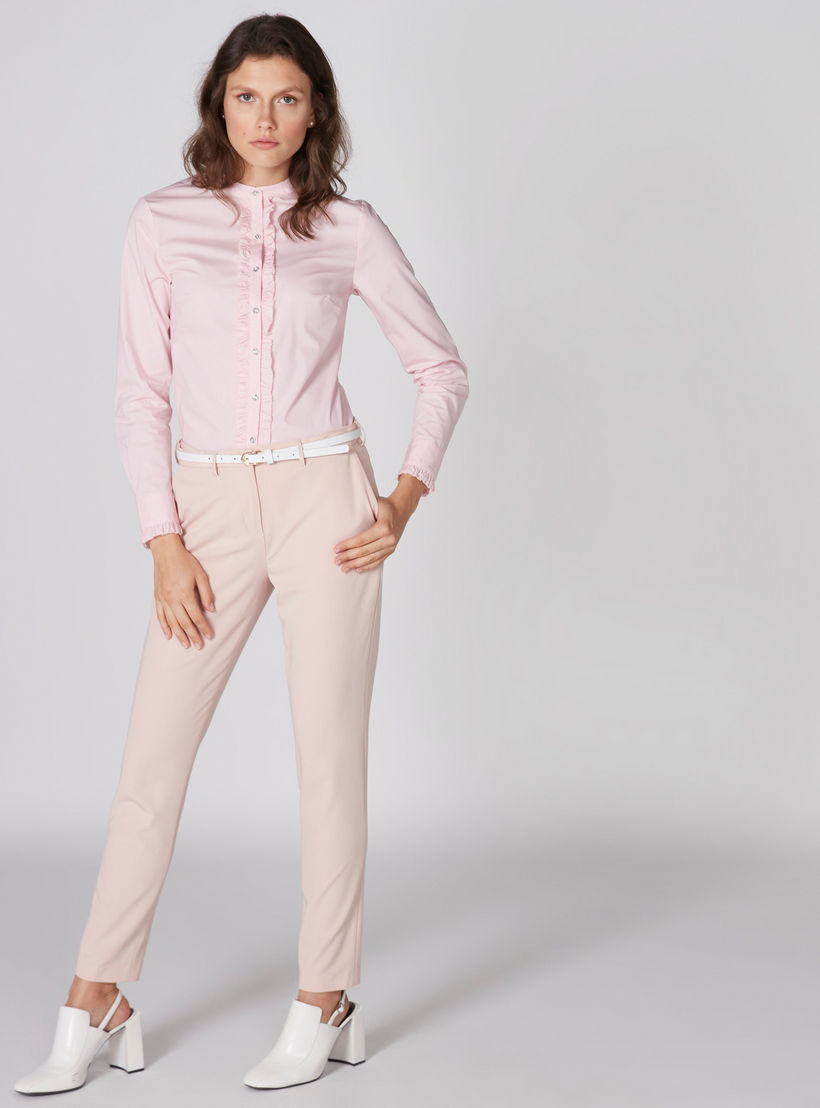 قميص بياقة ماندارين وأكمام طويلة وتفاصيل كشكش-women-clothing-shirtsandblouses-shirts-image-1