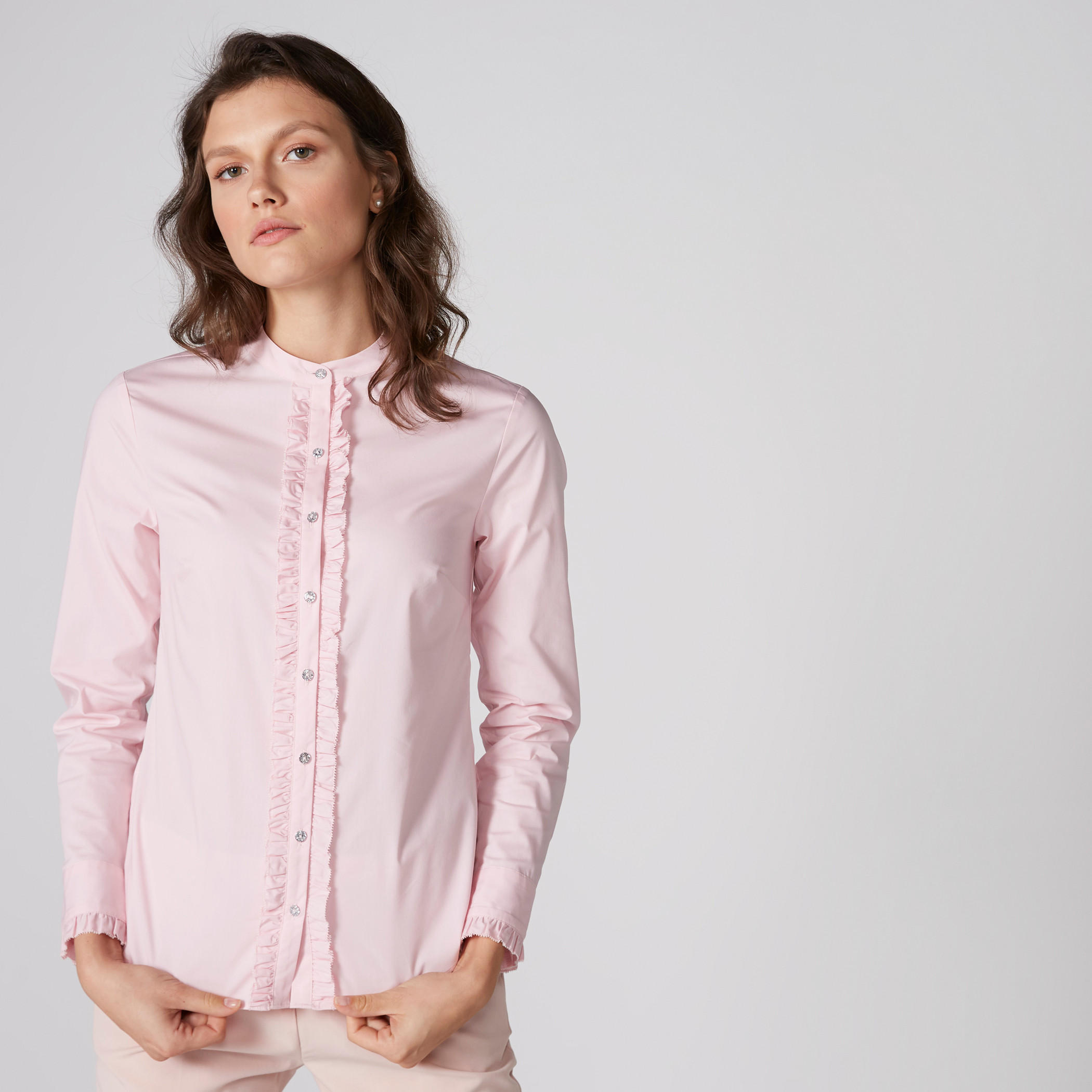 قميص بياقة ماندارين وأكمام طويلة وتفاصيل كشكش-women-clothing-shirtsandblouses-shirts-image-3