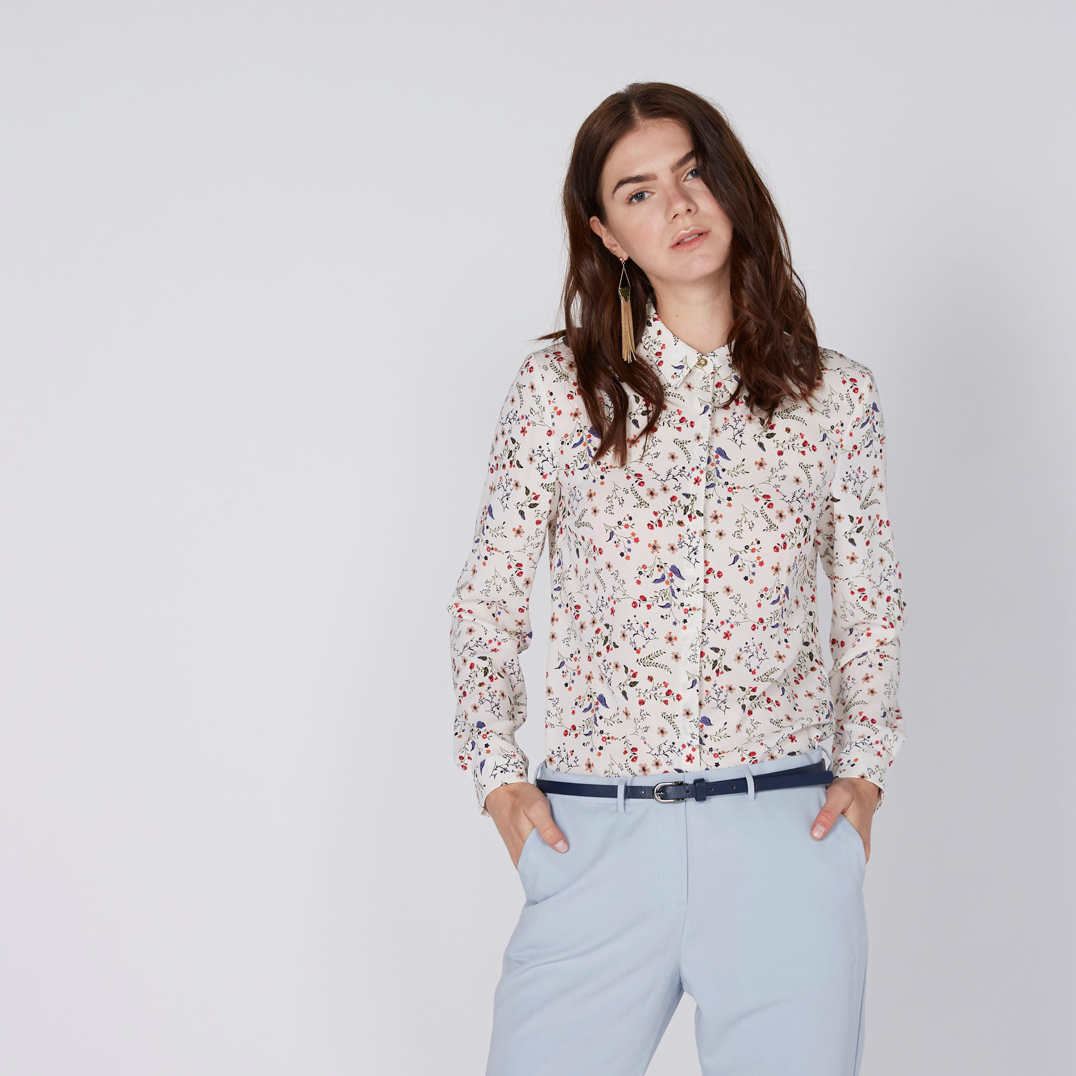 قميص بأكمام طويلة ووصلة أزرار مخفيّة وطبعات-women-clothing-shirtsandblouses-shirts-image-1