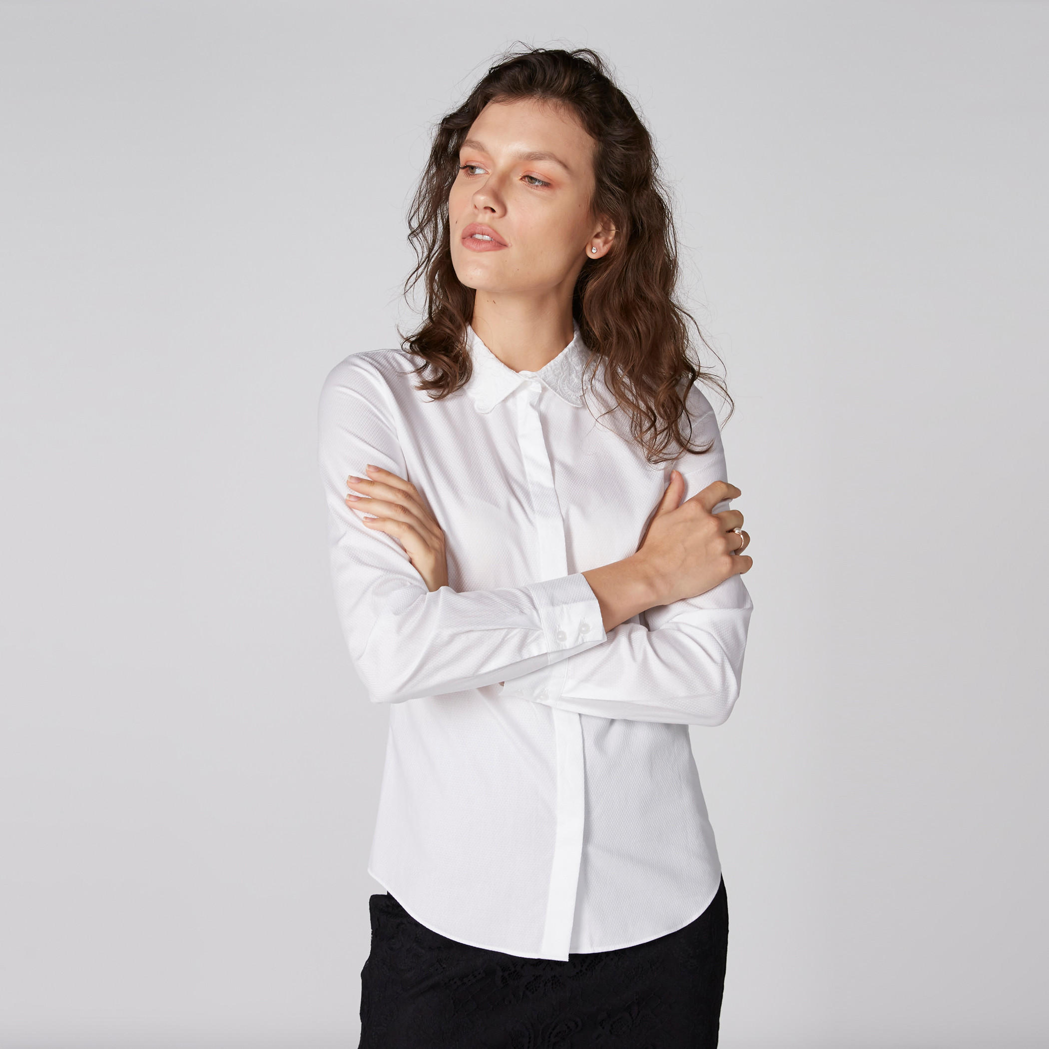Textured Shirt with Long Sleeves and Concealed Placket-women-clothing-shirtsandblouses-shirts-image-3