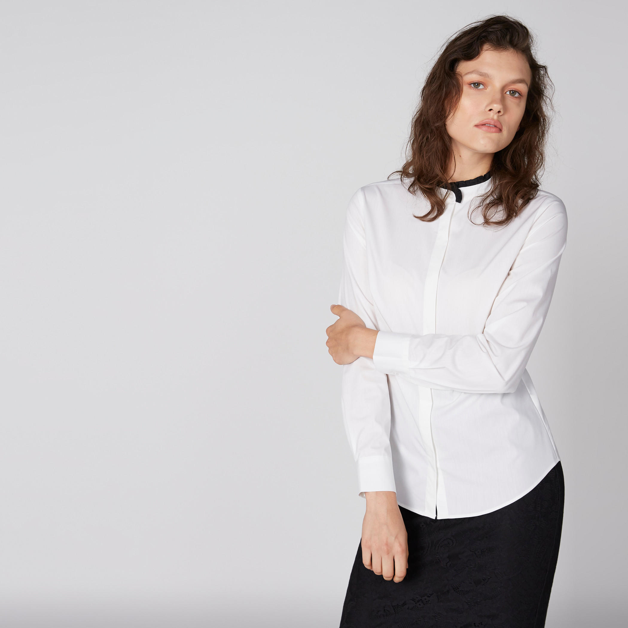 قميص بياقة ماندارين وأكمام طويلة ووصلة أزرار مخفية-women-clothing-shirtsandblouses-shirts-image-2