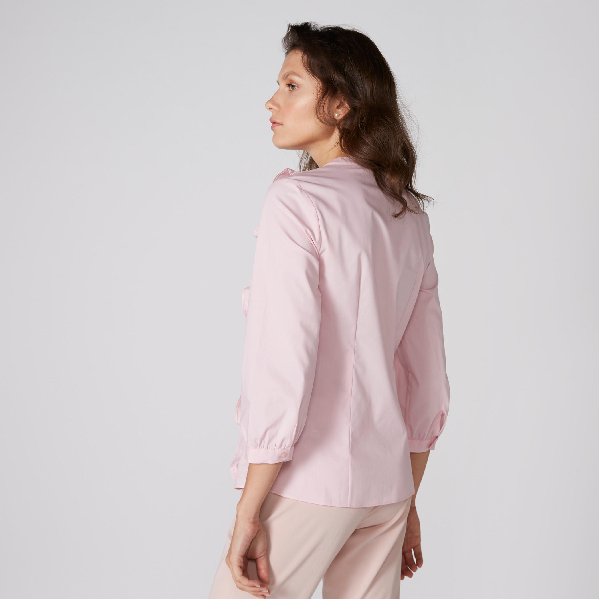 قميص بياقة ماندارين وأكمام طويلة وتفاصيل كشكش-women-clothing-shirtsandblouses-shirts-image-2