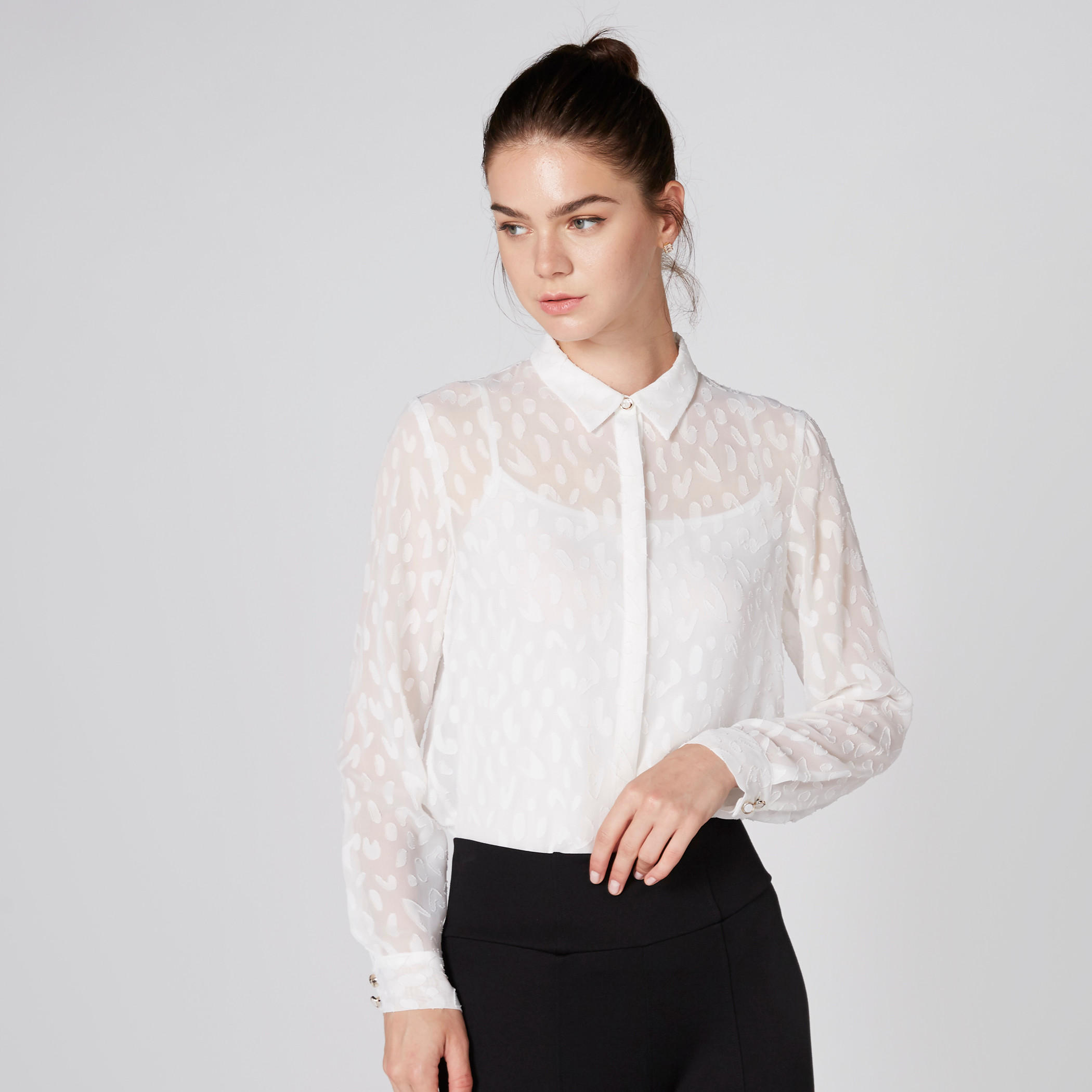 Textured Shirt with Long Sleeves and Concealed Placket-women-clothing-shirtsandblouses-shirts-image-1