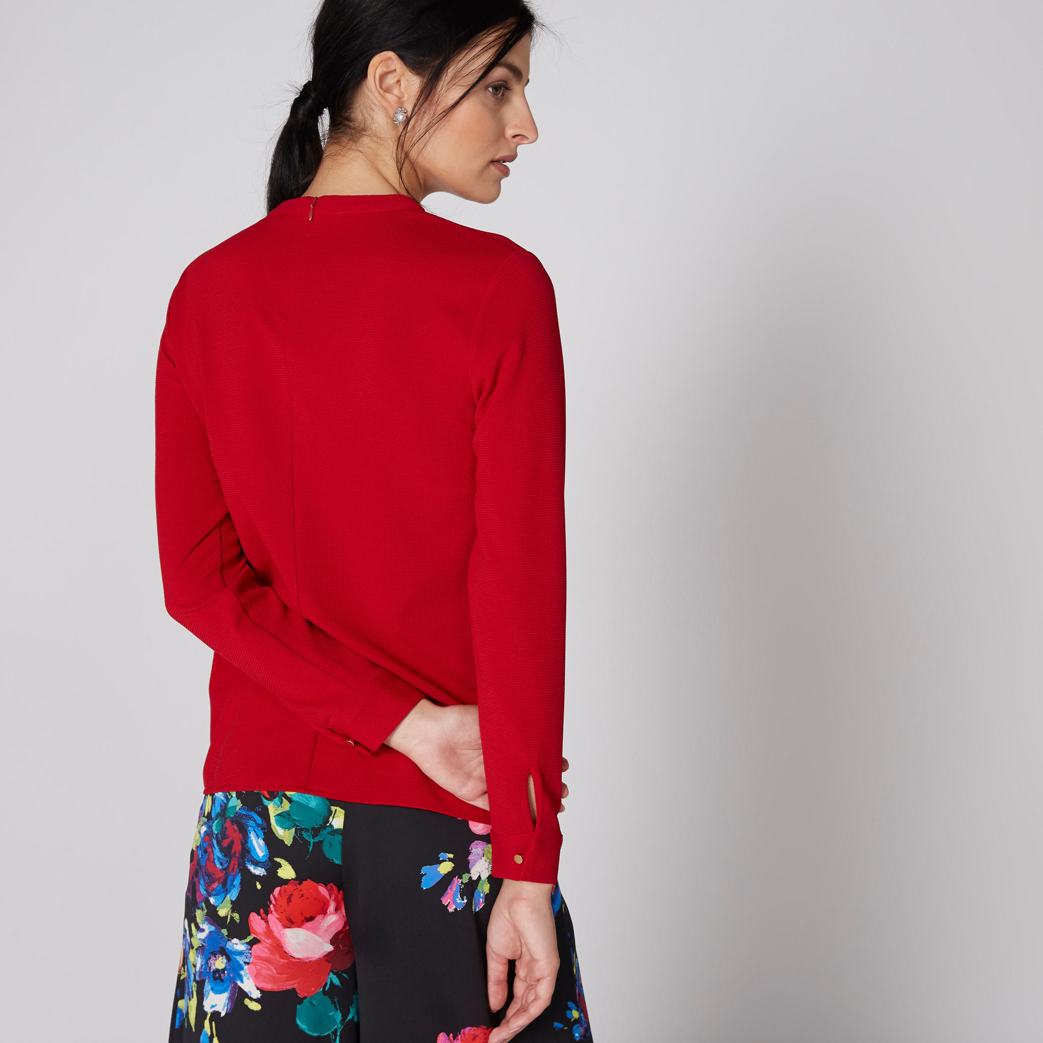 بلوزة بياقة مستديرة وأكمام طويلة وسحّاب إغلاق-women-clothing-shirtsandblouses-blouses-image-2