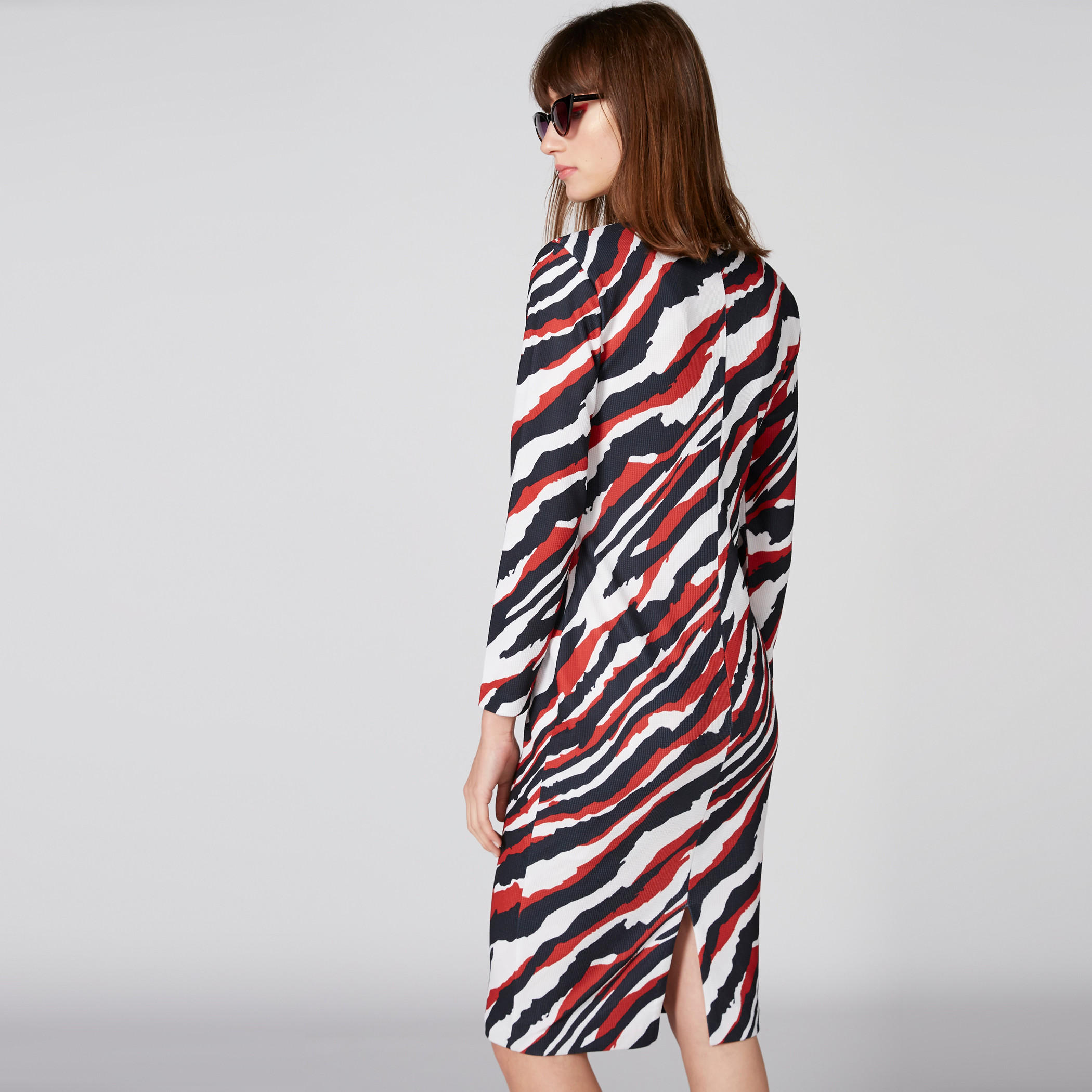 فستان ميدي بياقة فولت وأكمام طويلة وطبعات-women-clothing-dresses-image-1