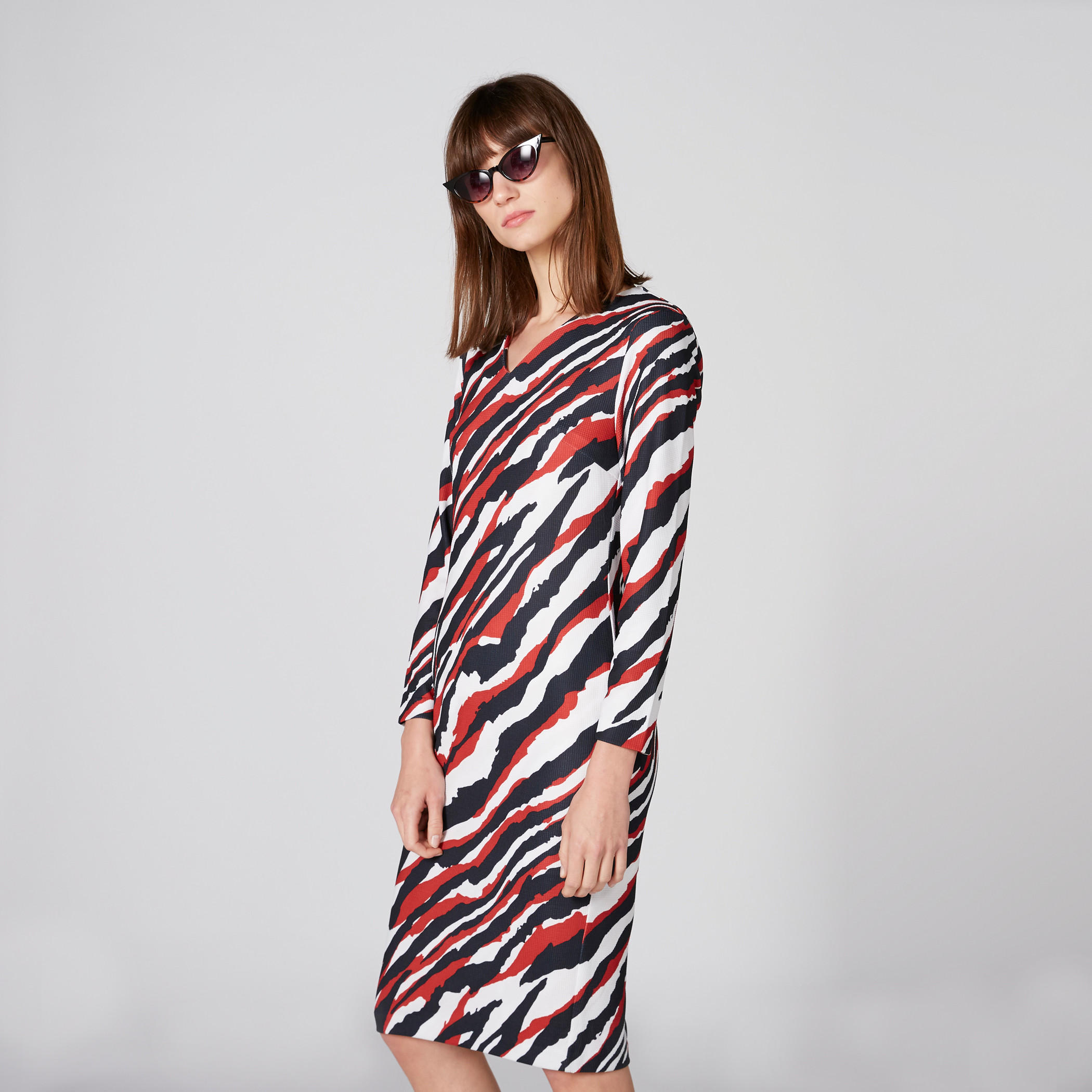 فستان ميدي بياقة فولت وأكمام طويلة وطبعات-women-clothing-dresses-image-3