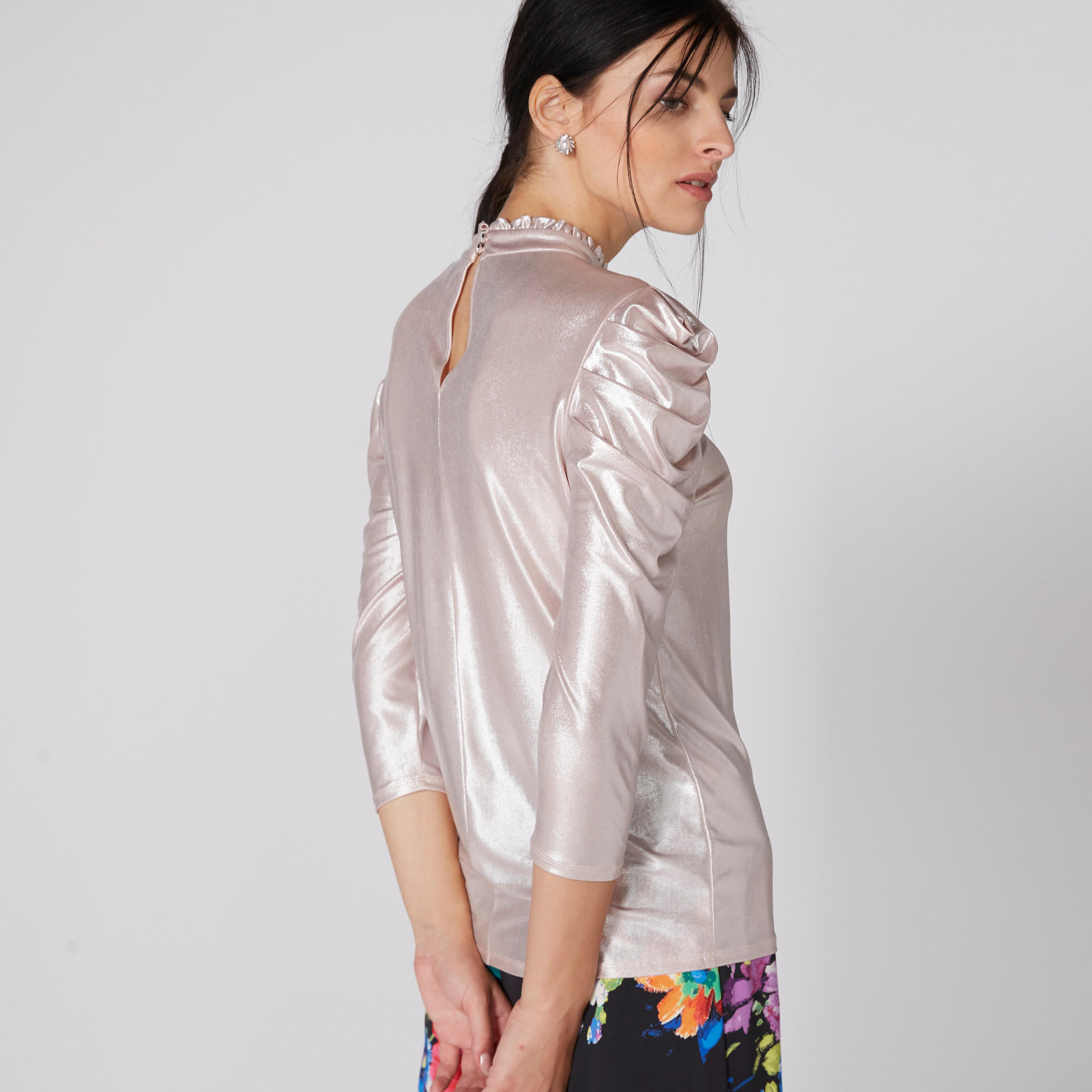 بلوزة بياقة عالية وأكمام طويلة ومشبك إغلاق ناعم-women-clothing-shirtsandblouses-blouses-image-2