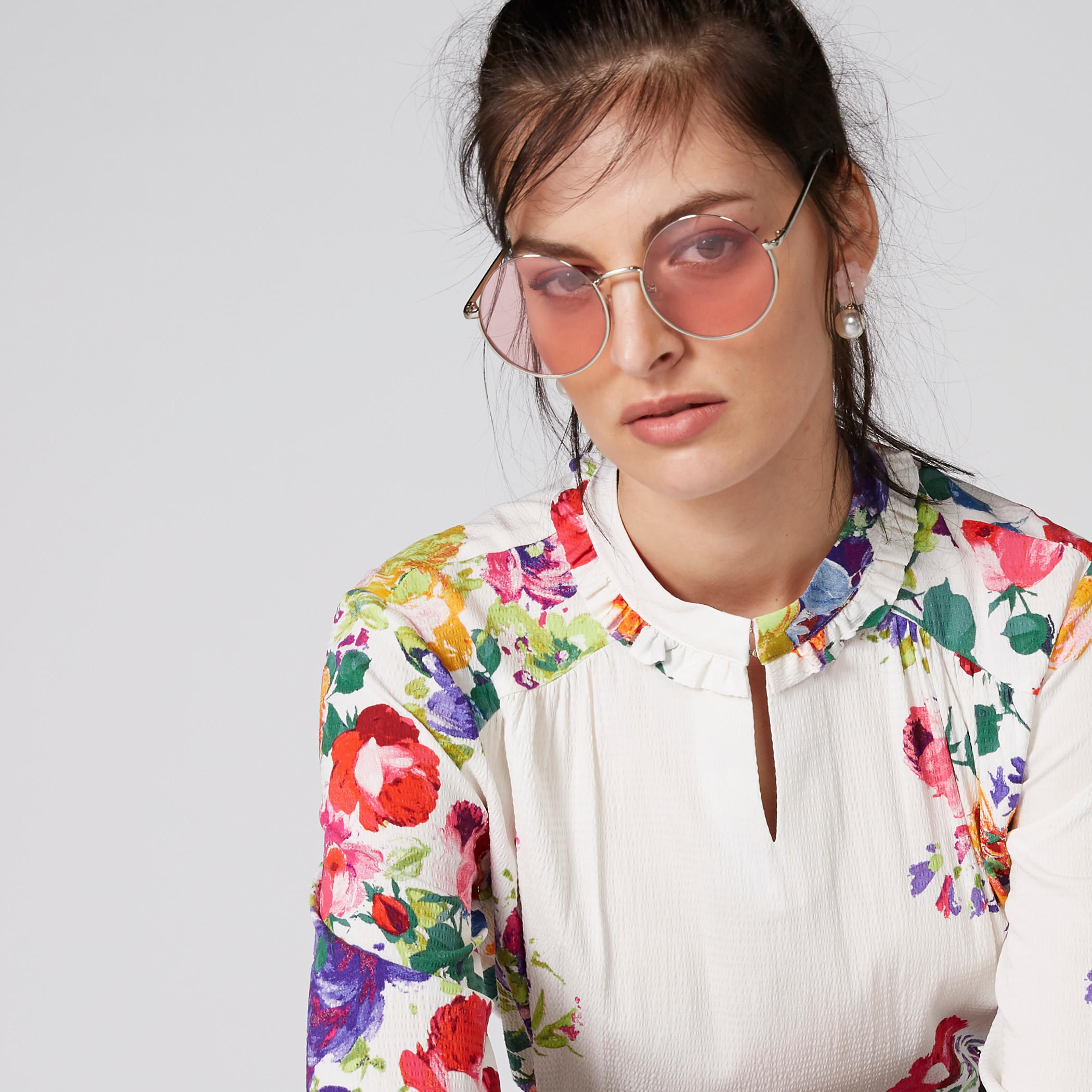 بلوزة بياقة ماندارين وأكمام طويلة وطبعات أزهار-women-clothing-shirtsandblouses-blouses-image-4