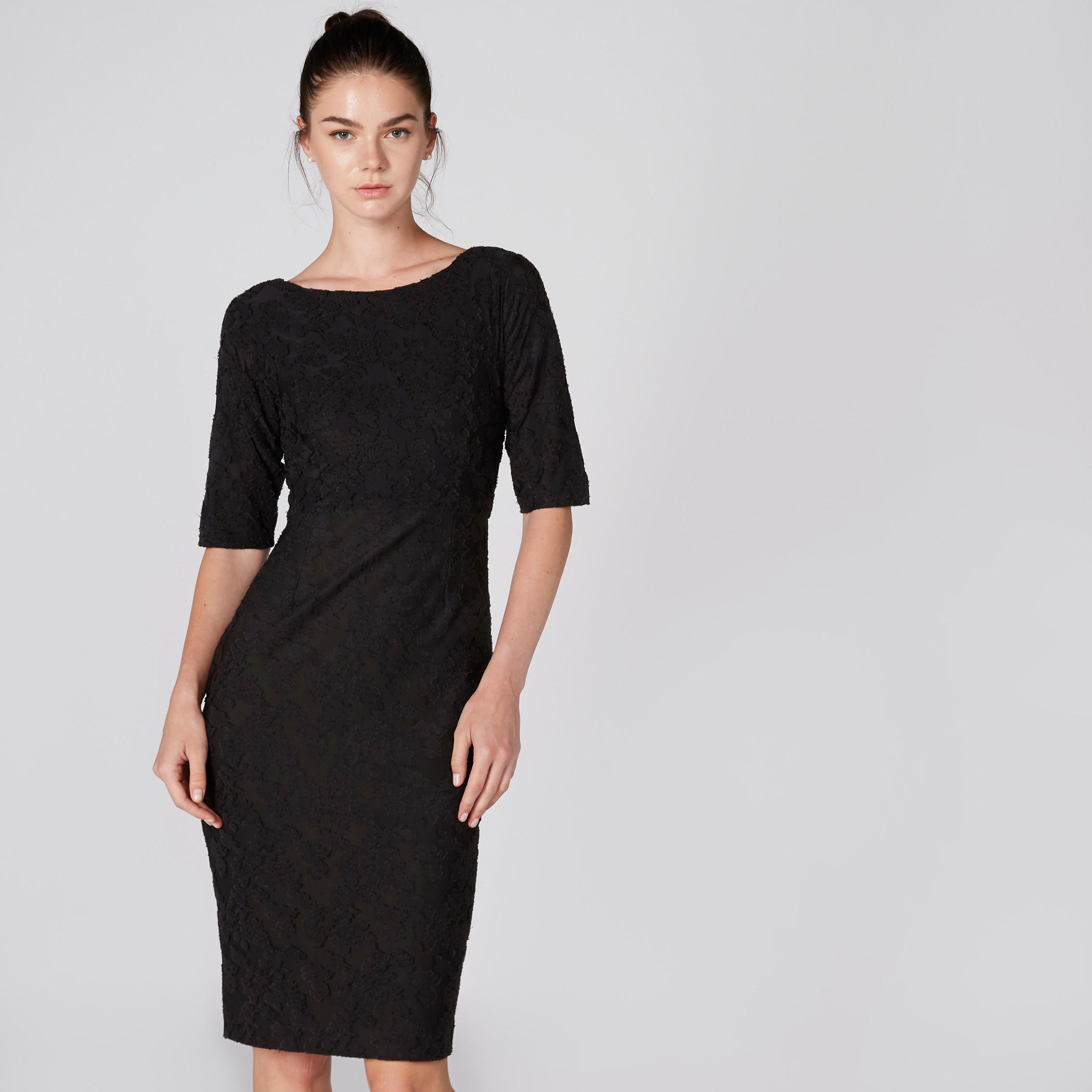 فستان ضيّق بارز الملمس بسحّاب إغلاق وفتحة-women-clothing-dresses-image-1